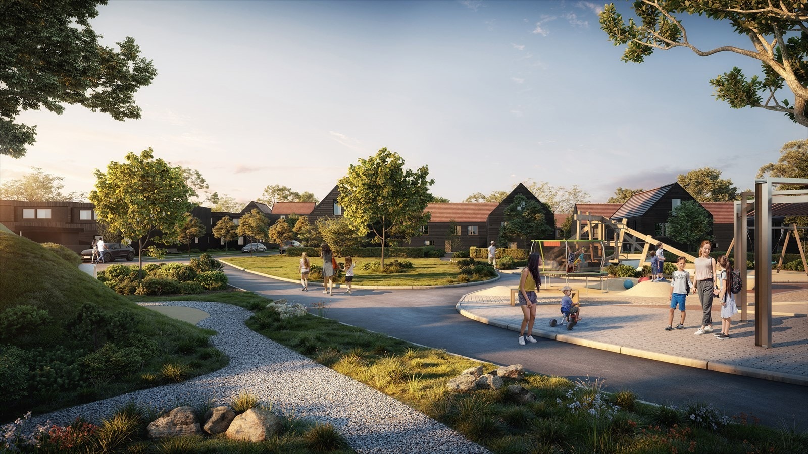 Illustrasjon - uteområdet i hagebyen på Bryne Galleribilde