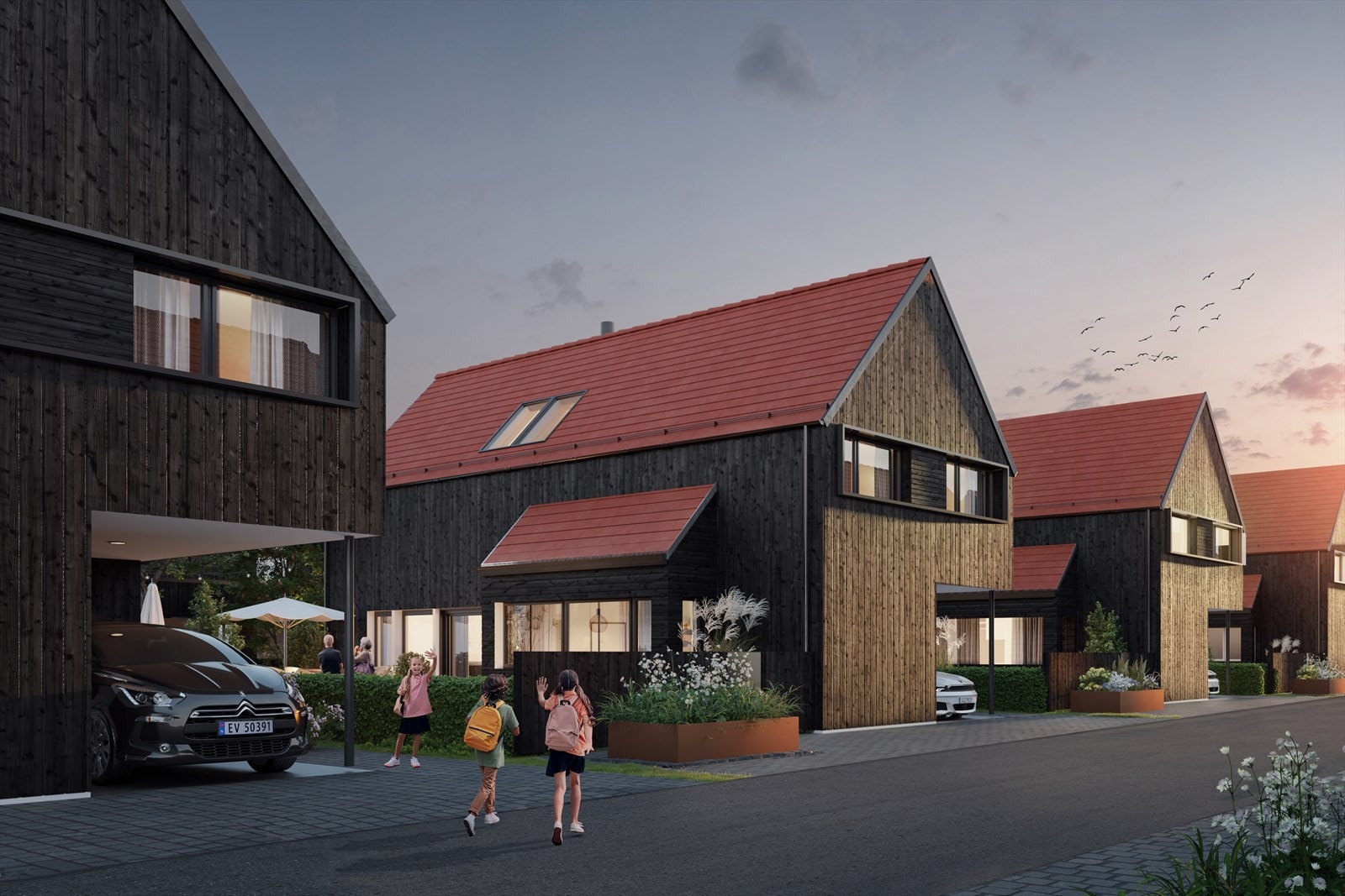 Illustrasjon: Velkommen til Bjørnøyvegen på Bryne - 2 moderne og funksjonelle boliger for salg. Galleribilde