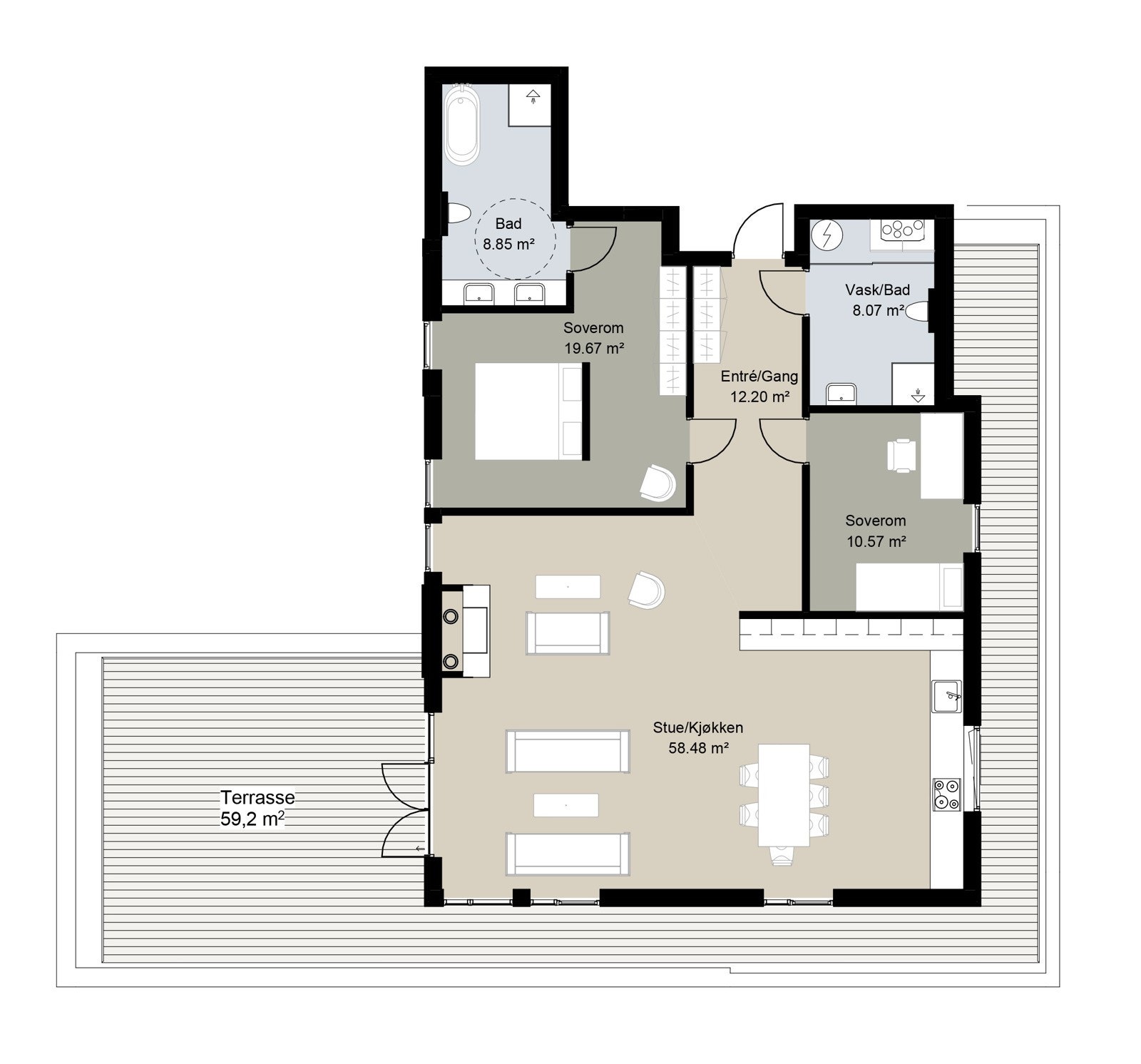 Riddersporen 4 plan leilighet 3 Galleribilde