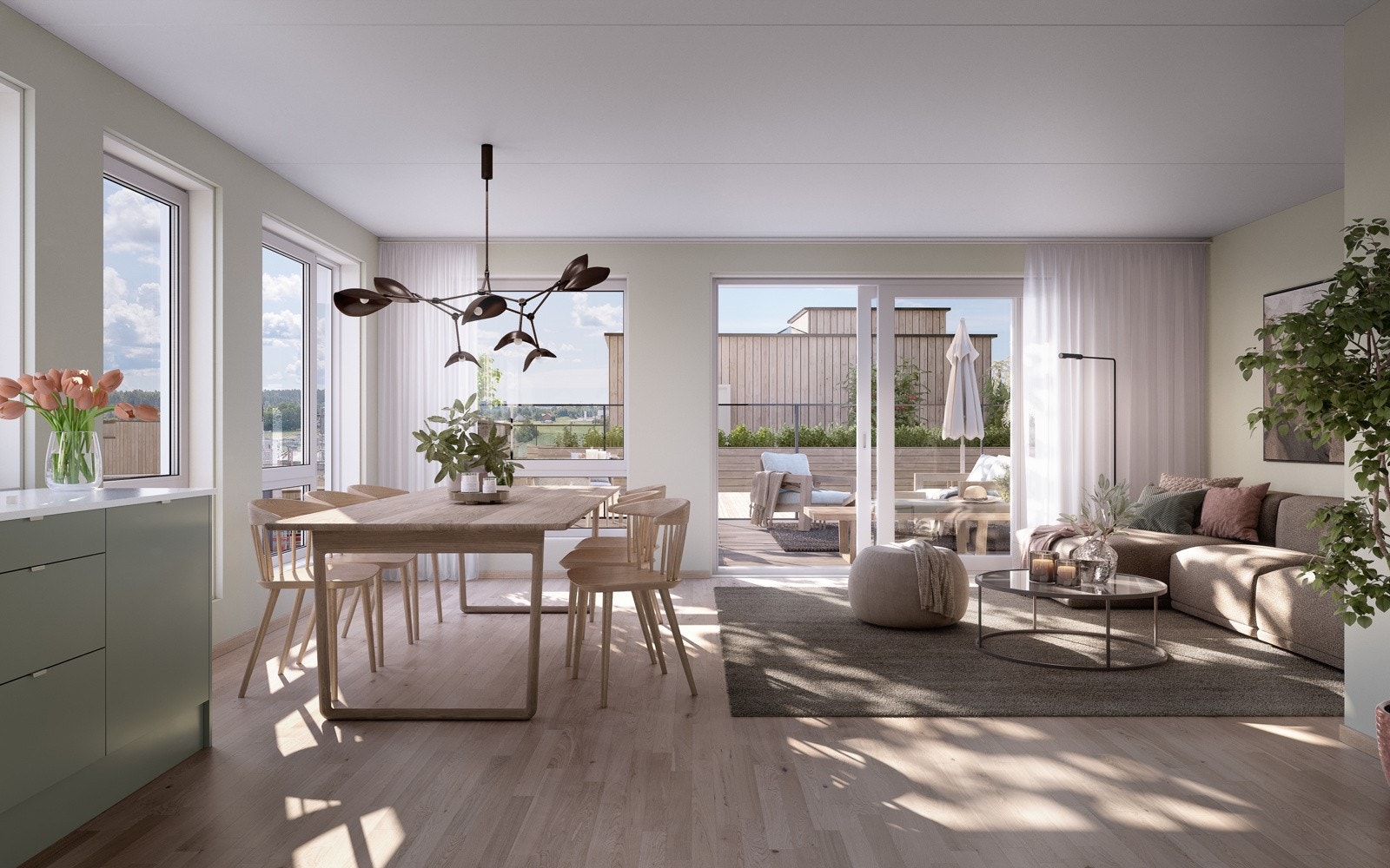 Trinn 2 i Gartneritaket byr på en god variasjon av 1- til 4-roms leiligheter. Kun illustrasjon. Avvik vil forekomme. Galleribilde