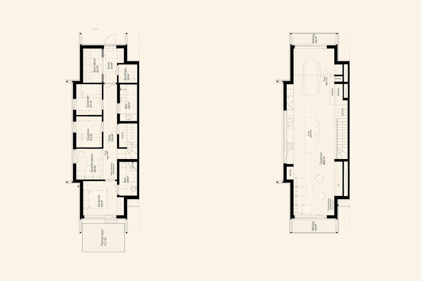 Planløsning chalet type 2 (141 kvm). Galleribilde