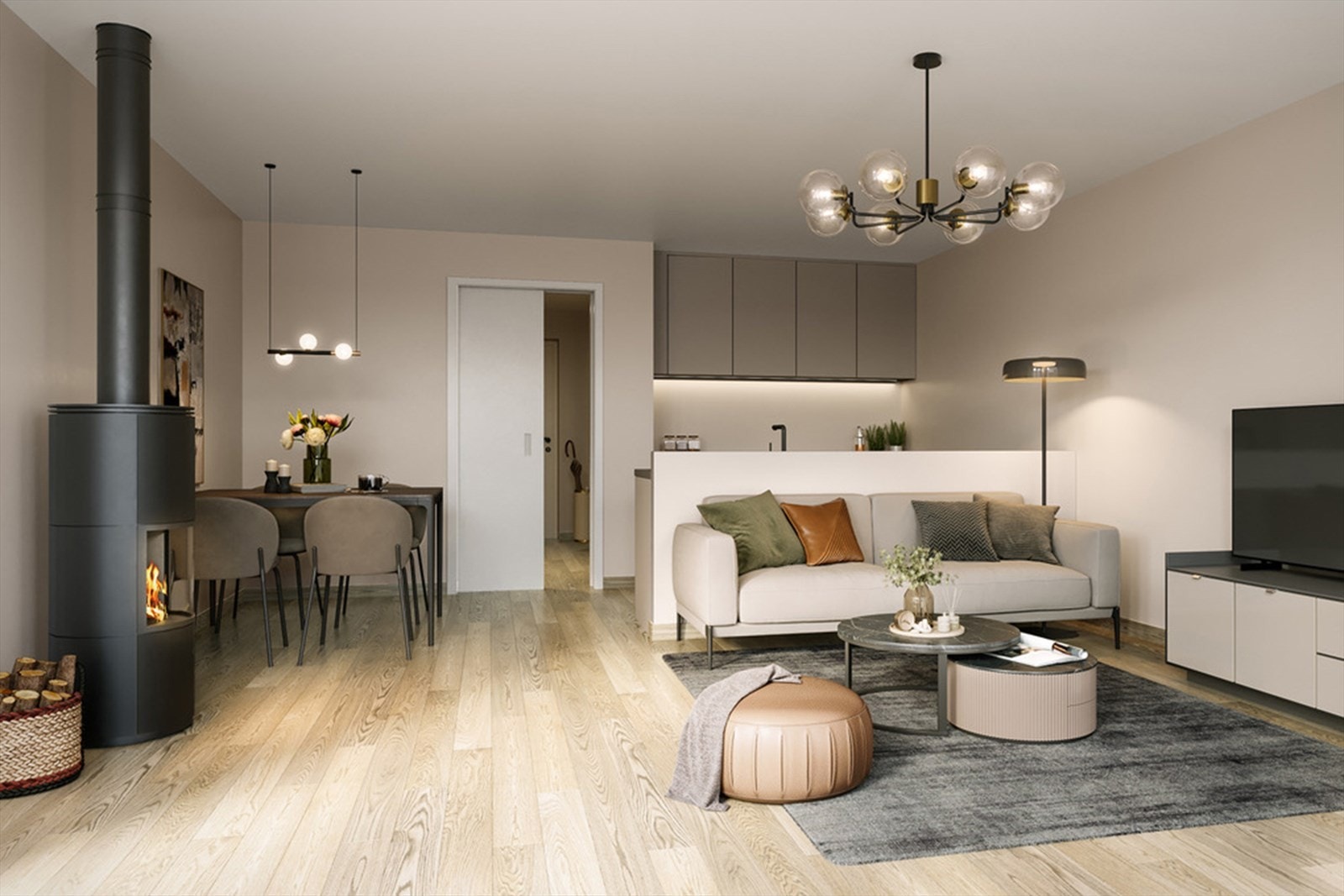 Tunheimgarden 3D interiør stue/kjøkken Galleribilde