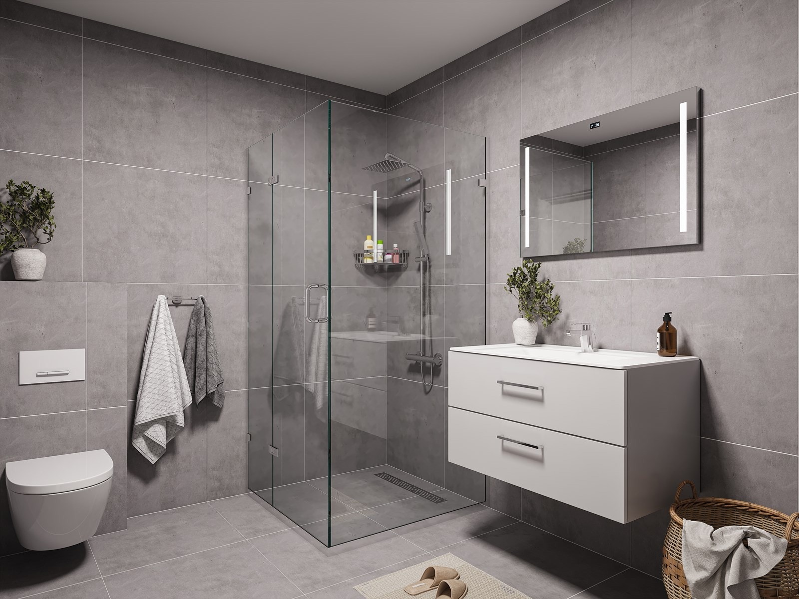 Bad fra leilighet 14. Flotte og moderne bad med valgfri flis. Galleribilde