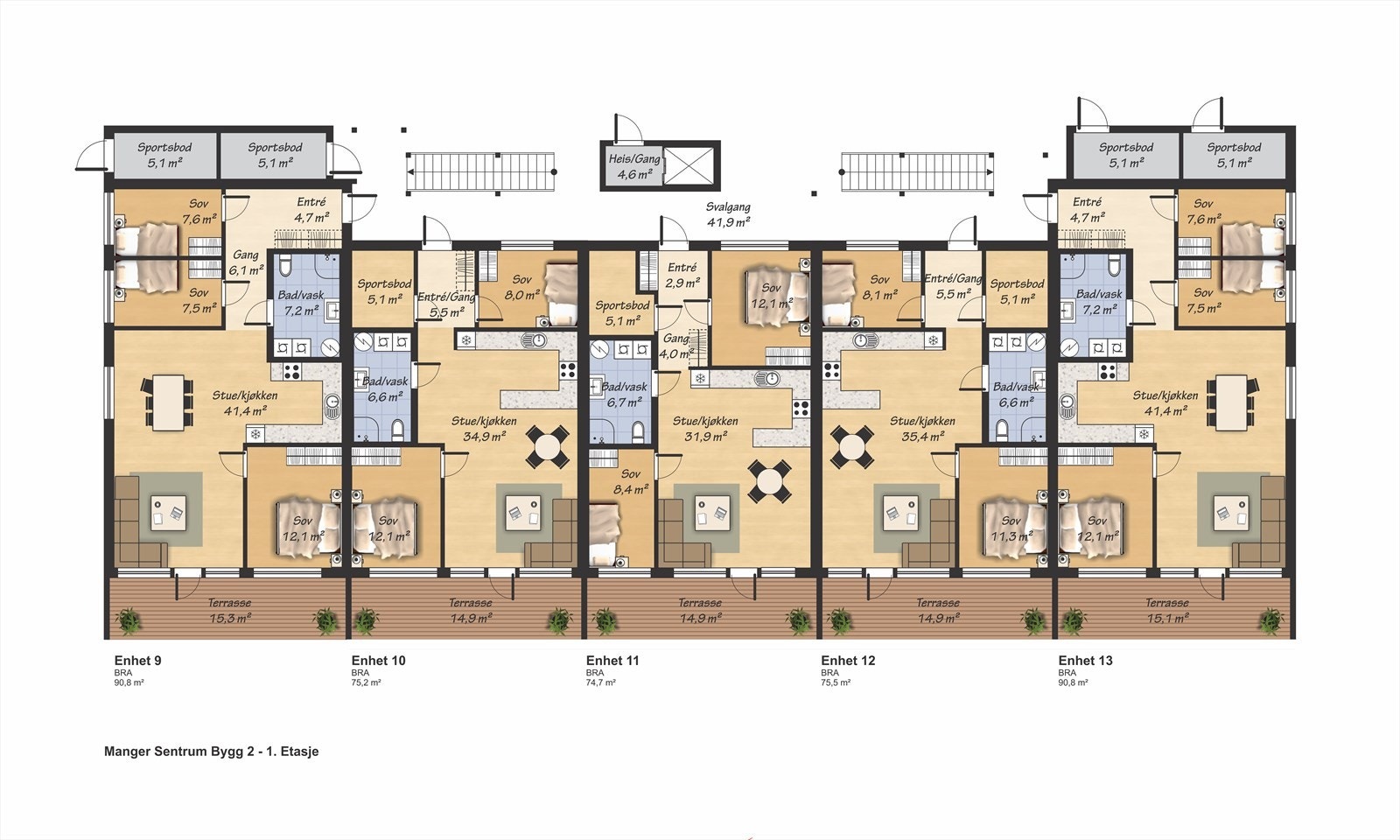 Bygg 2 og 1 etasje. Galleribilde