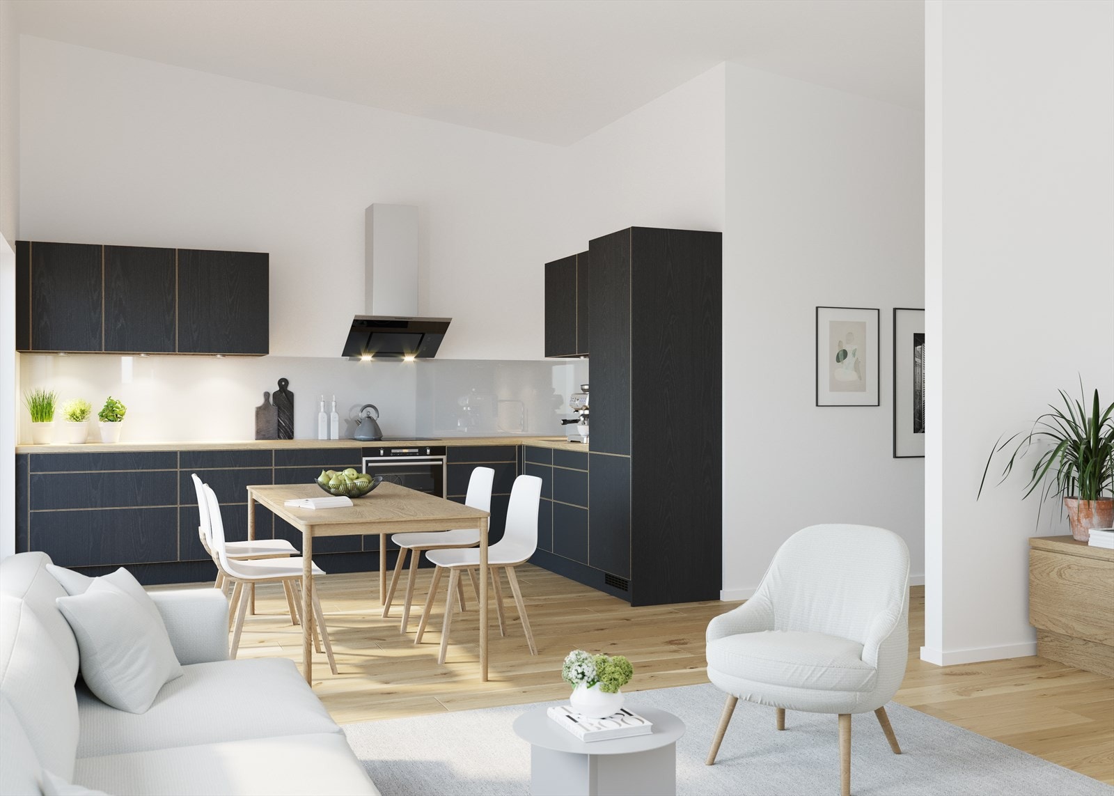 Kjøkken og stue. Galleribilde