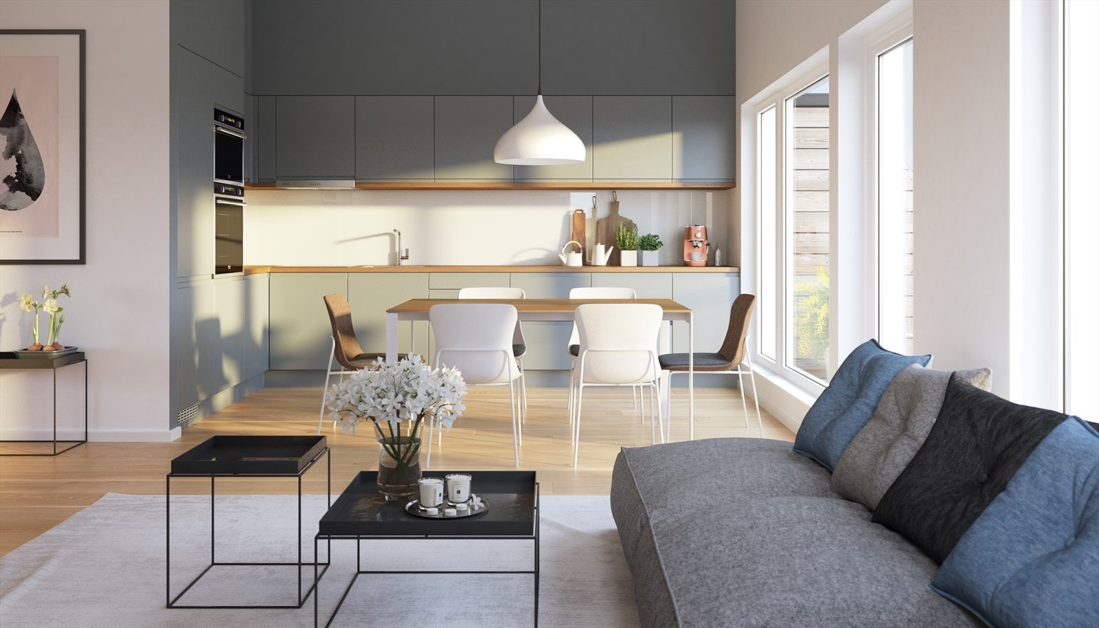 Detaljer stue og kjøkken. Galleribilde