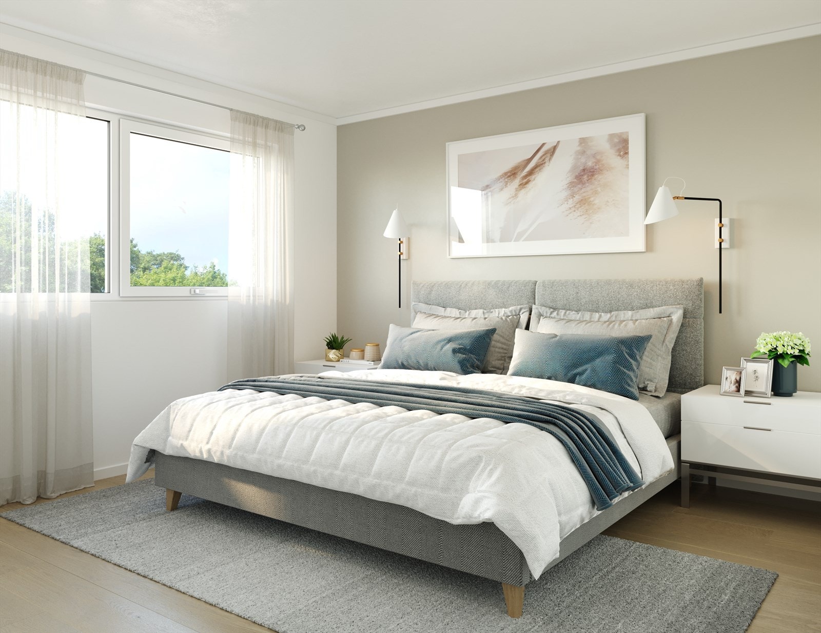 Lyst og luftig hovedsoverom. Galleribilde