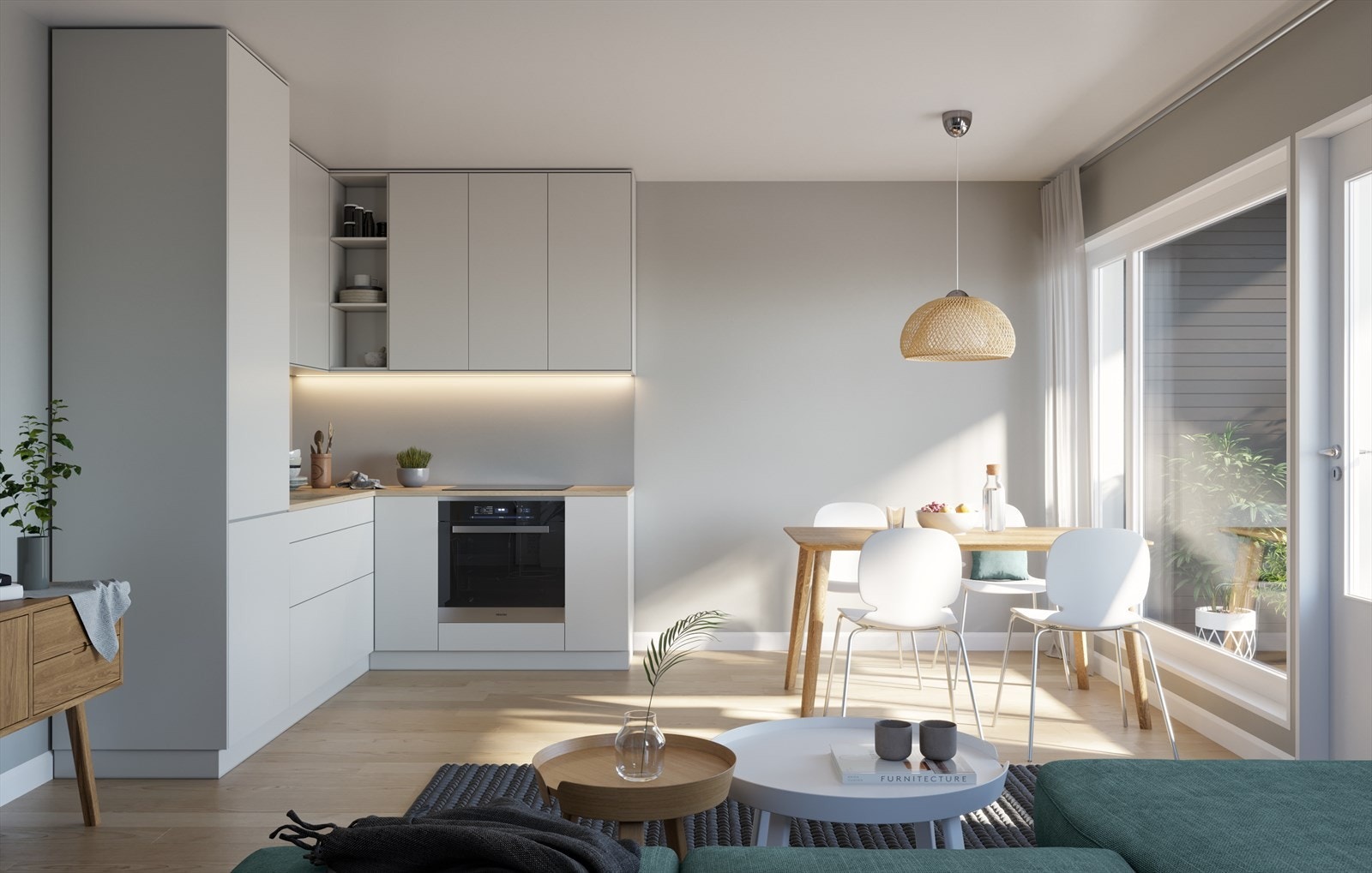 Stue og kjøkken, leilighet A. Galleribilde