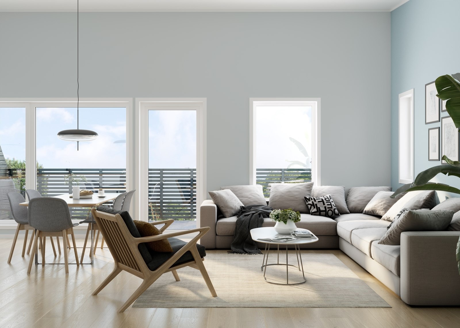 Lys stue med god takhøyde. Galleribilde