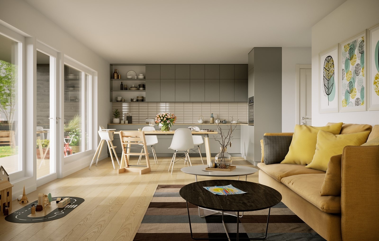 Stue og kjøkken, leilighet C. Galleribilde