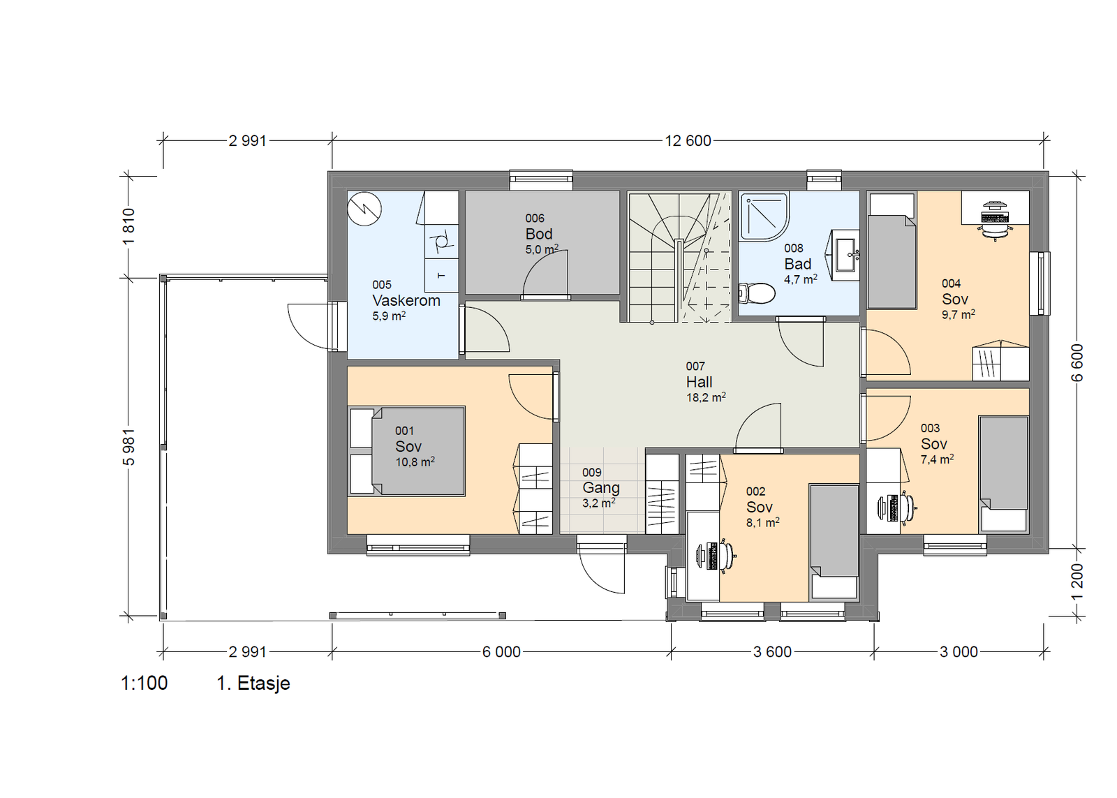 Planløsning 1.etg Galleribilde