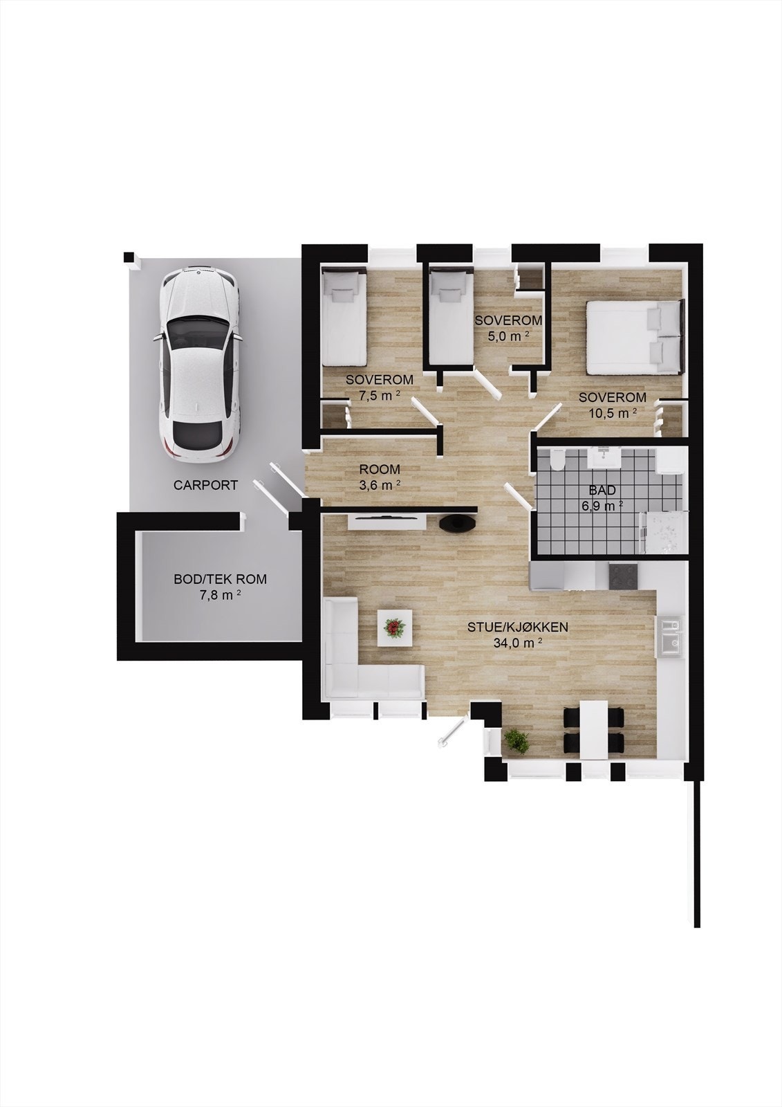 Boligens planløsning. Galleribilde