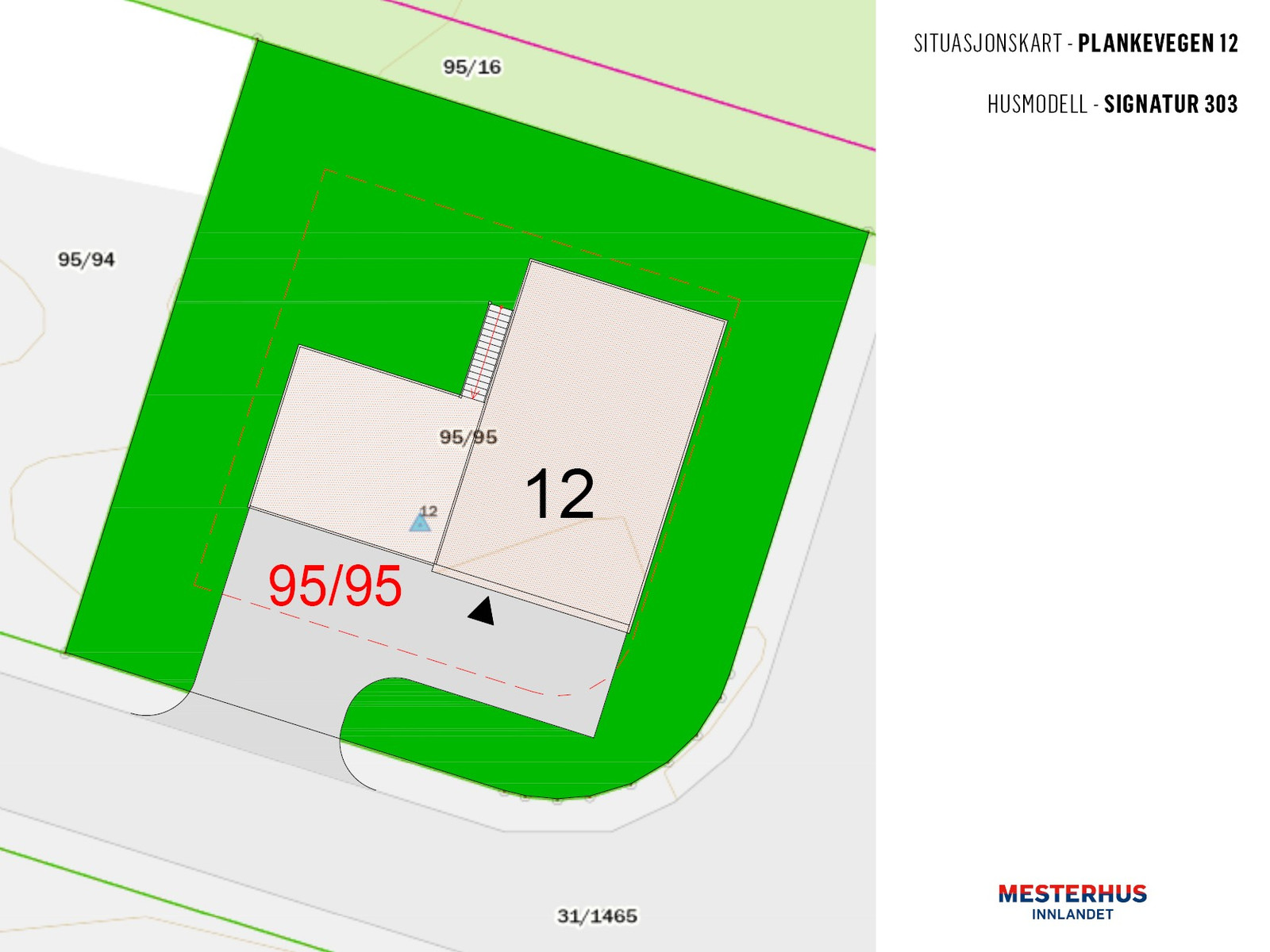 Situasjonskart med Signatur 303 på tomt 12