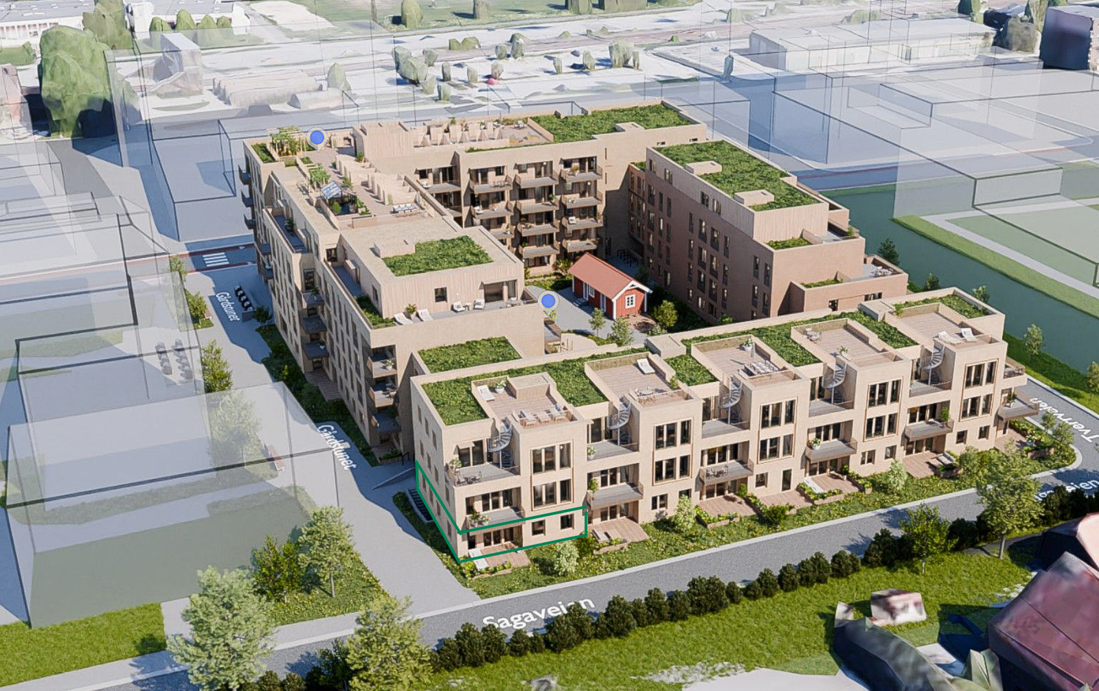 Den romslige terrassen blir en naturlig forlengelse av boligen og et perfekt sted for morgenkaffen, lange sommerkvelder eller hyggelige sammenkomster med venner og familie. Galleribilde