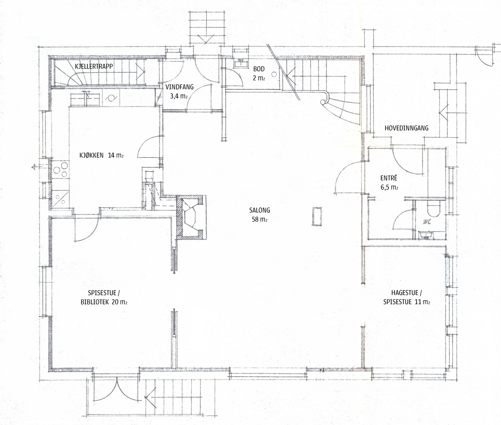 Plantegning 1. etg. 125 m2 BRA-i, 2,4 m2 TBA (terrasse).
Tegningen er kun laget for illustrasjon og har omtrentlige mål. Galleribilde