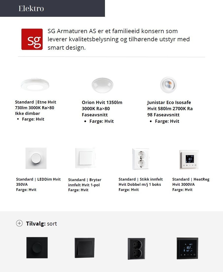 Elektro, 15 led downlights er standard Galleribilde