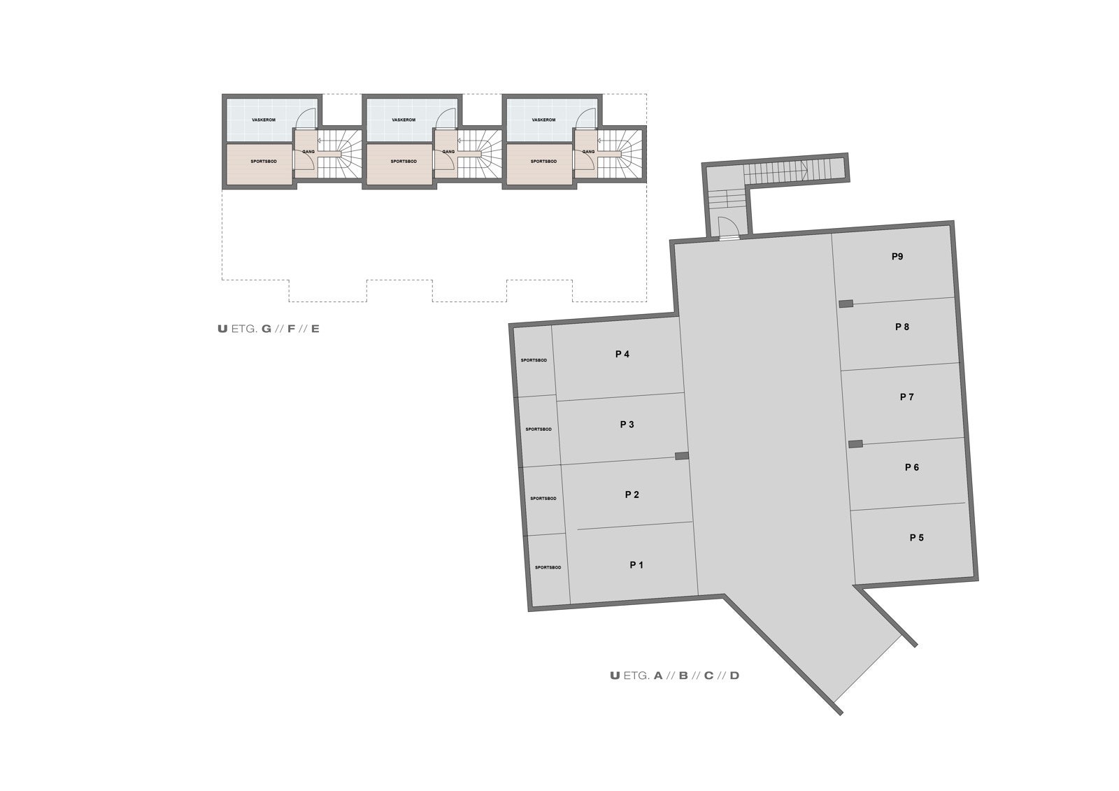 Underetasje med garasje Galleribilde