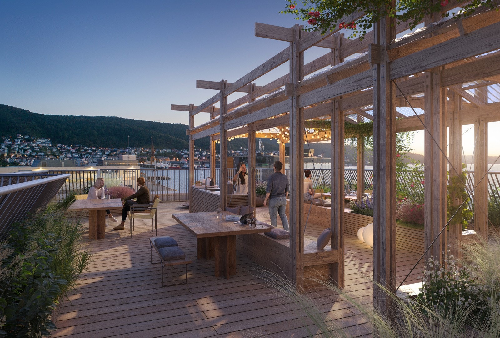 Felles takterrasser for beboerne i borettslaget. Galleribilde