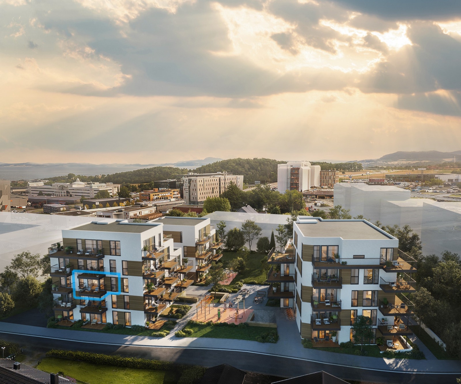 Leiligheten har en svært god beliggenhet i byggets 3. etasje med vestvendt privat balkong.
Illustrasjon, avvik vil forekomme. Galleribilde