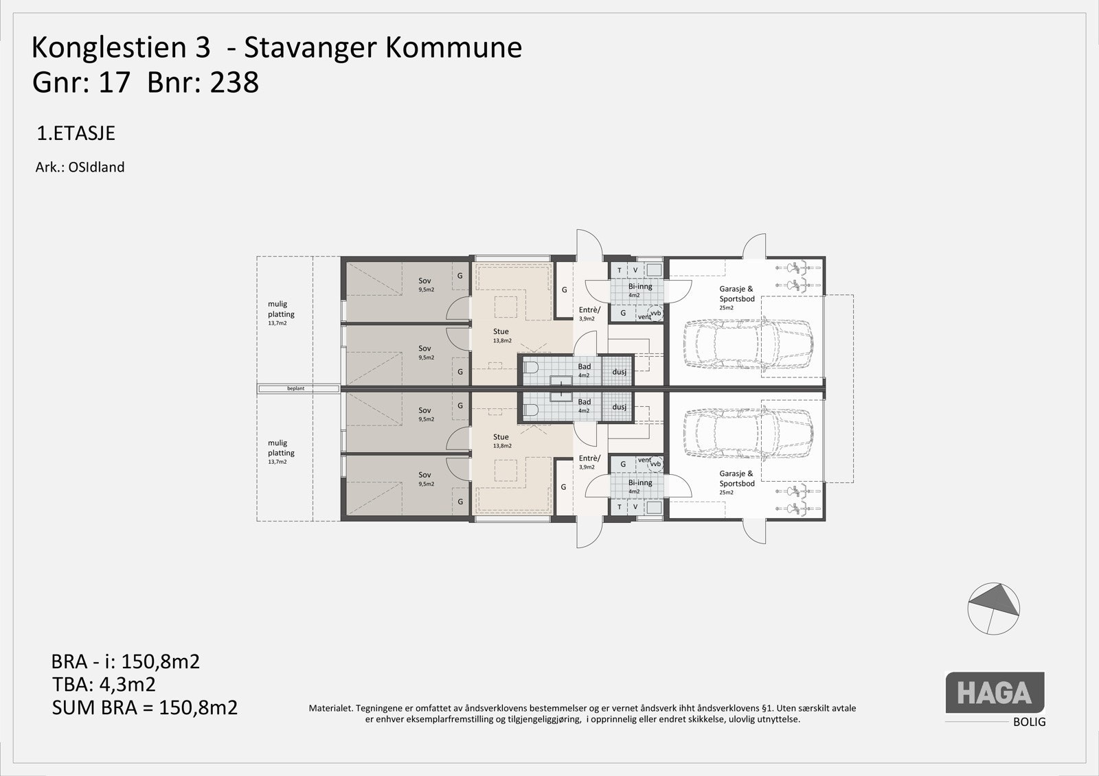 Konglestien-3-Stavanger-HagaBolig-Tomannsbolig-Salgsplan-farge-1.etasje-22.10.2024 Galleribilde