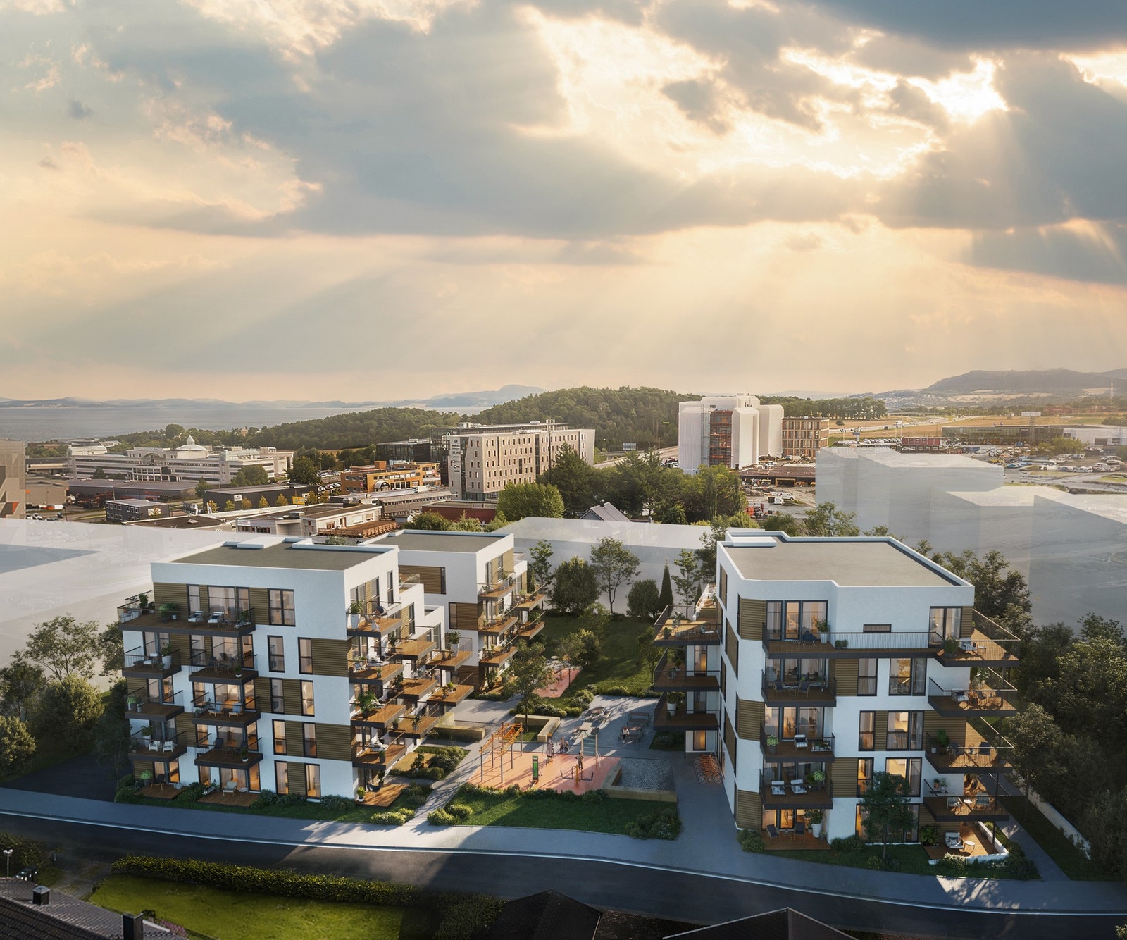 Prosjektet ligger i enden av en blindvei og har en svært sentral og attraktiv beliggenhet. Illustrasjon, avvik kan forekomme. Galleribilde