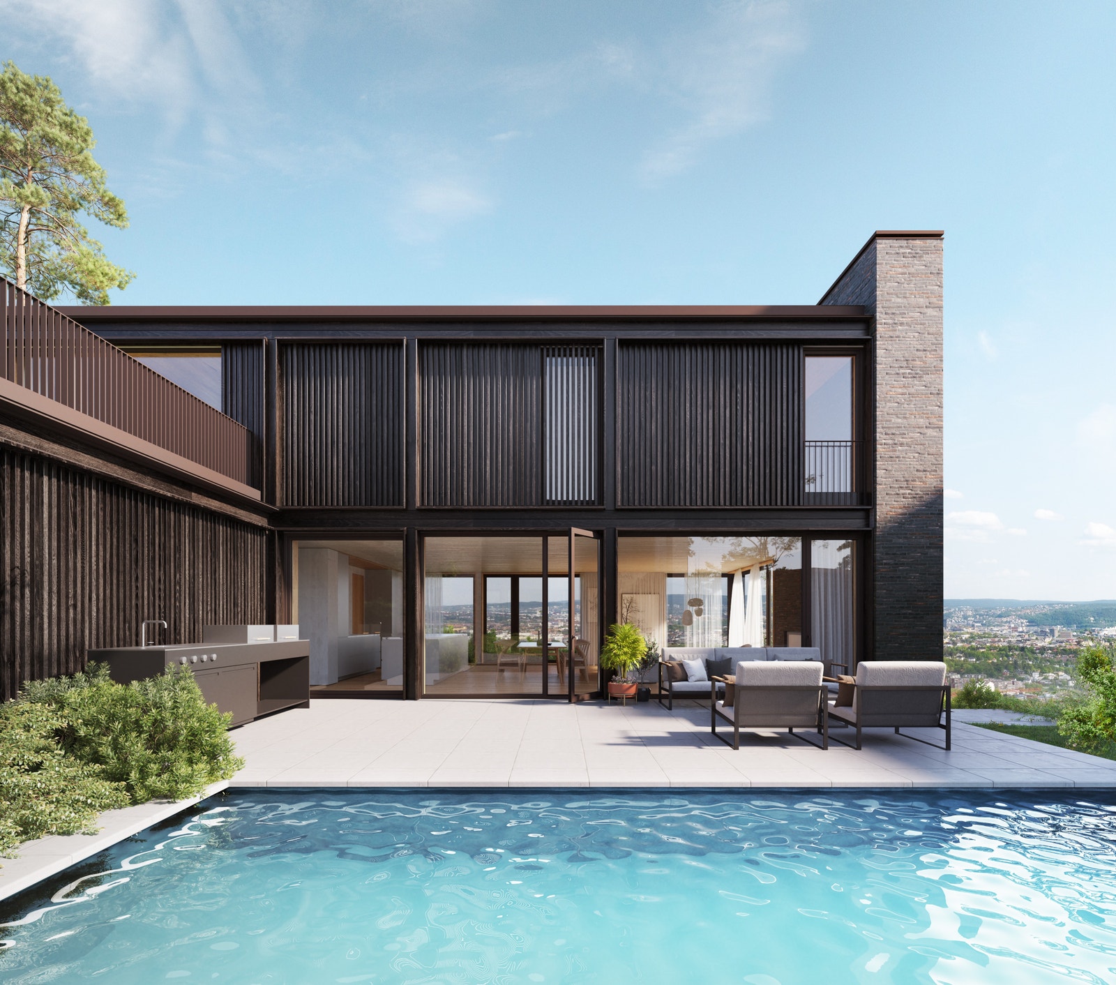 Det er lagt vekt på å gi boligen privatliv og skjermede uteoppholdsarealer, samtidig som sikt- og lysforhold ivaretas (Bildet er ment som illustrasjon) Galleribilde