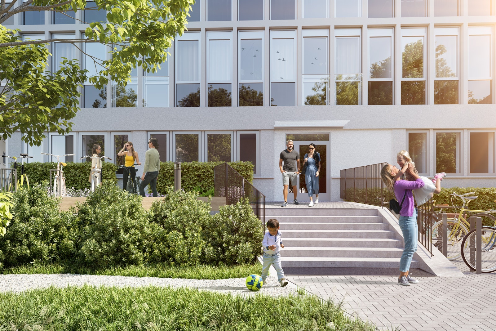 Illustrasjon av inngangspartiet på Høyblokka. Avvik vil forekomme. Galleribilde