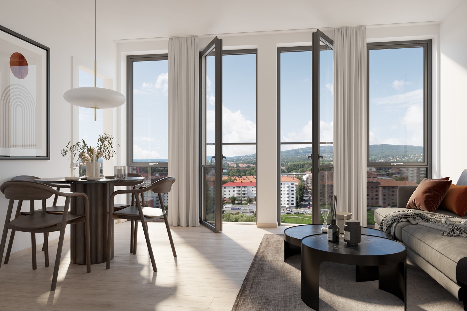 Leiligheten har en god planløsning med to romslige soverom samt en åpen stue- og kjøkkenløsning. Illustrasjon, avvik vil forekomme. Galleribilde