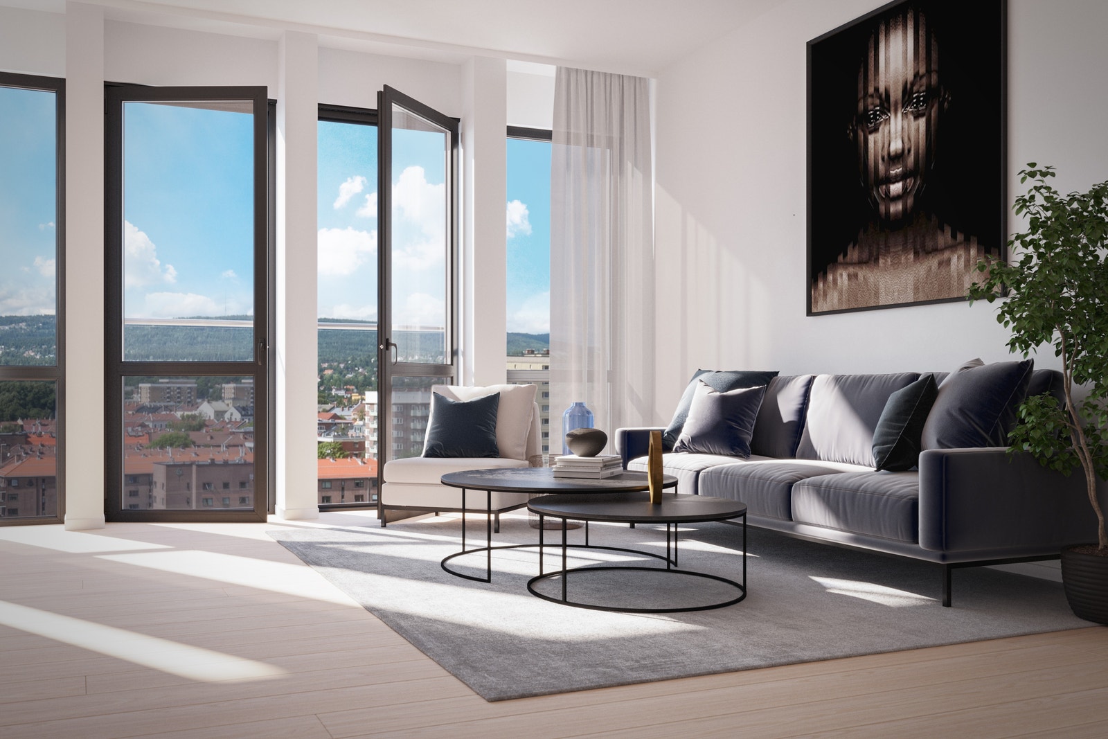 Velkommen til leilighet A-0906A i Høyblokka. Illustrasjon, avvik vil forekomme. Galleribilde