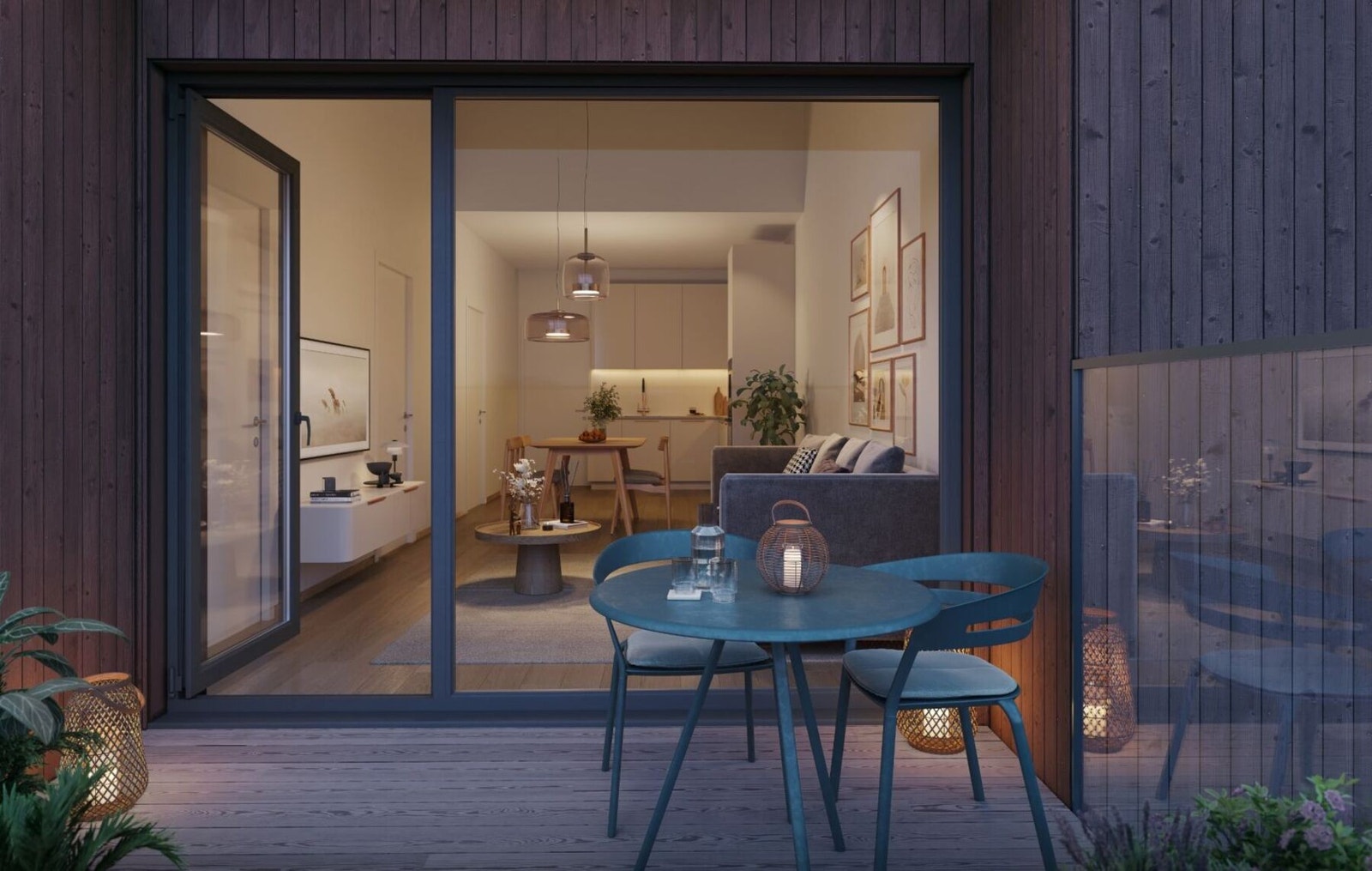 Alle leilighet har en romslig terrasse/veranda, og flere tilbyr en flott utsikt | Illustrasjon Galleribilde