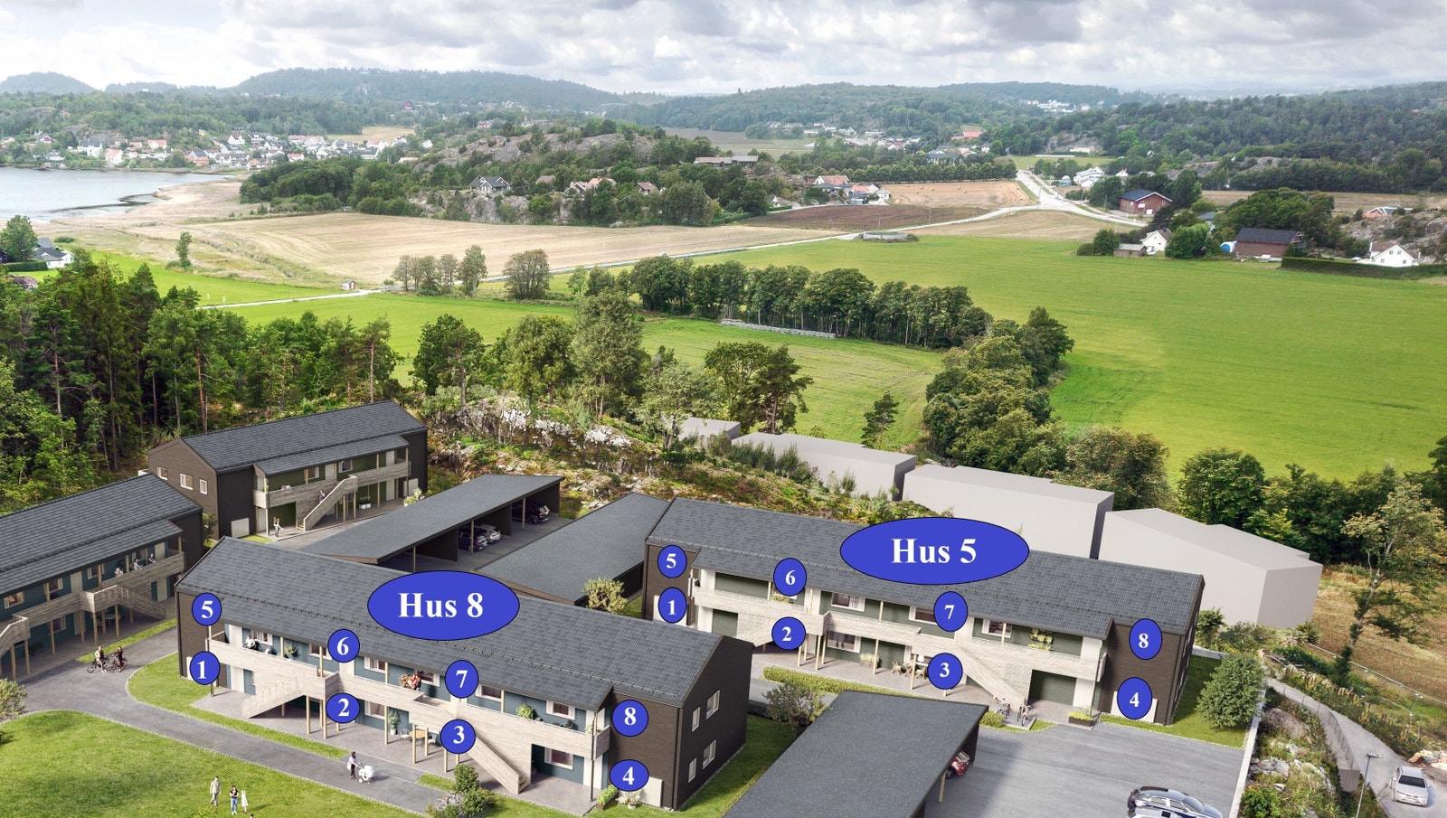 Oversiktsbilde Hus 5 og Hus 8 Galleribilde