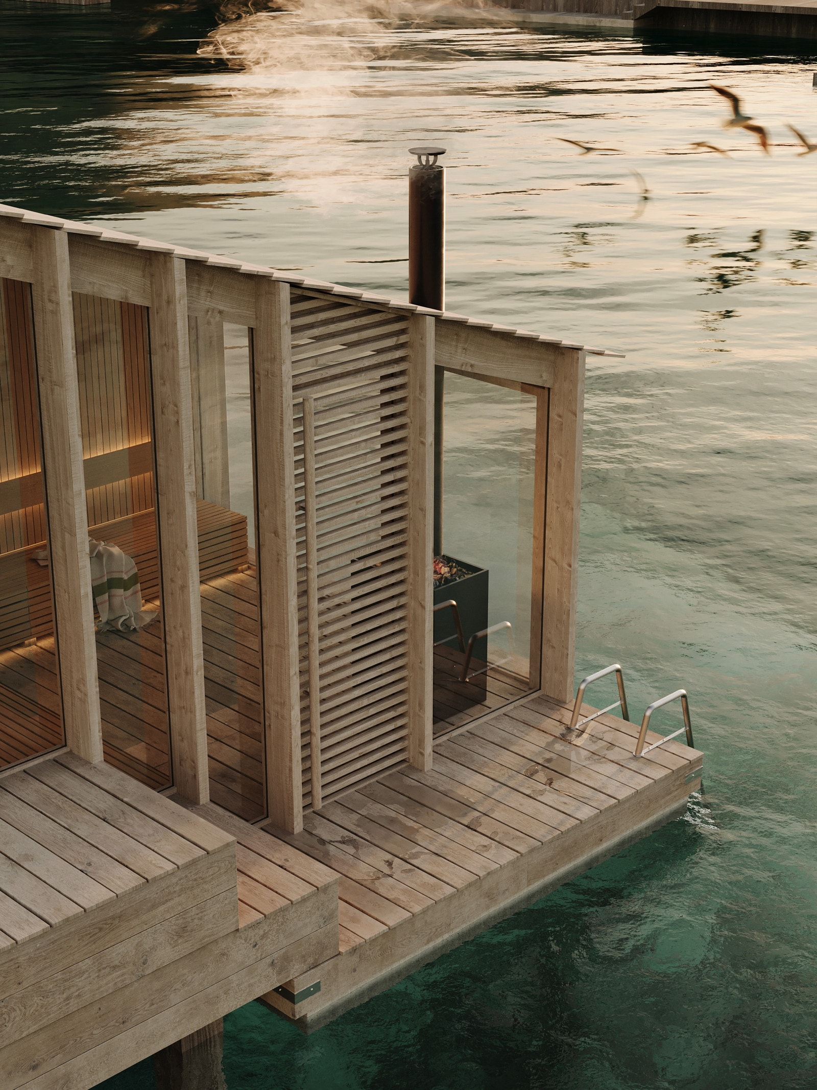 Når temperaturen synker, er panoramautsikten best fra badstuen. Snart lanserer vi Skandinavias mest spektakulære fritidsboliger Galleribilde