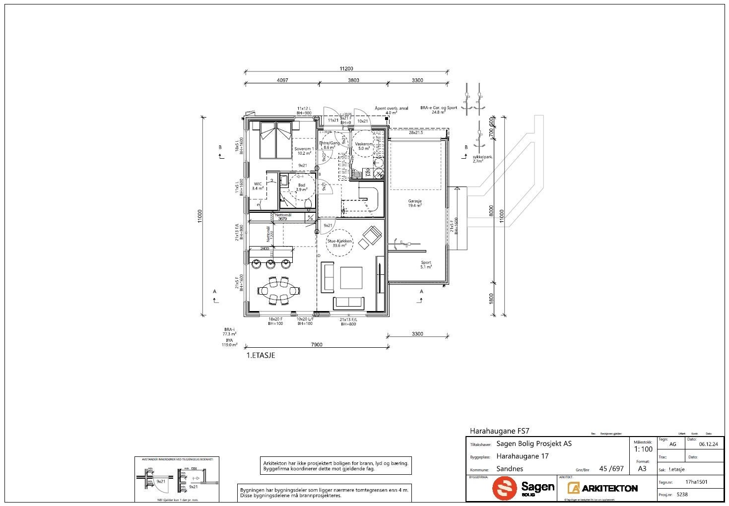 Plantegning 1.etg Galleribilde