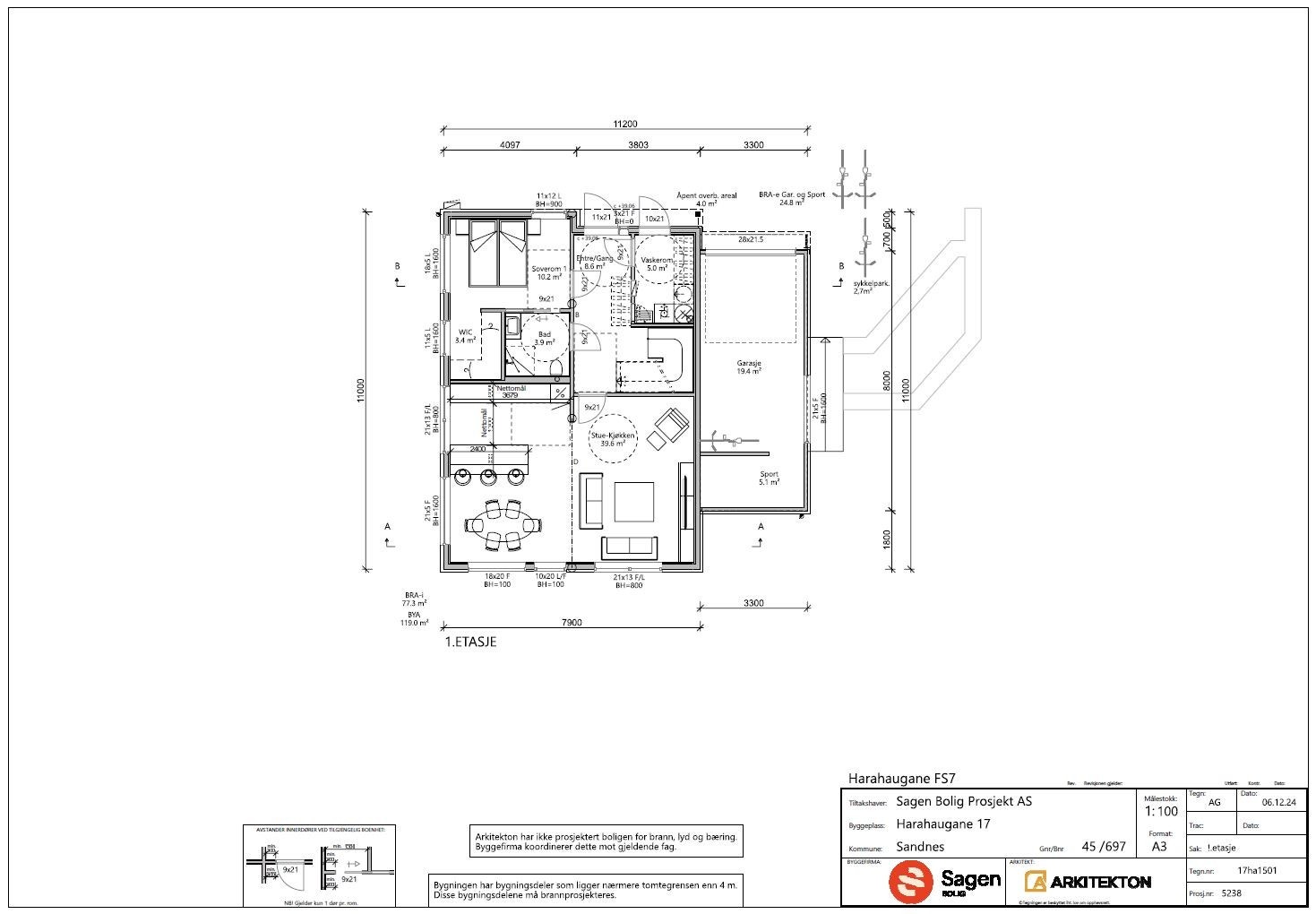 Plantegning 1.etg Galleribilde