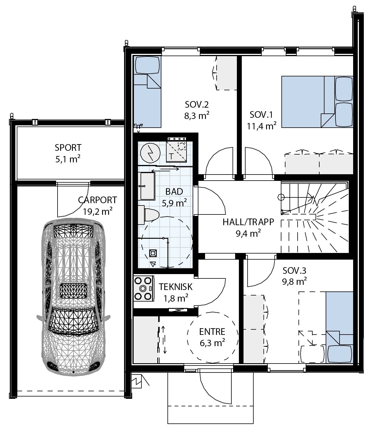 Plantegning 1. etg. Galleribilde