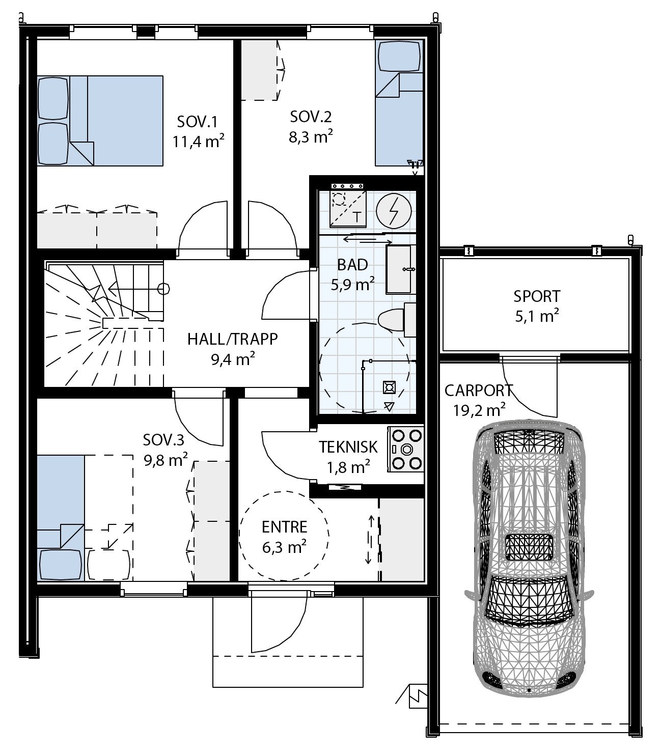 Plantegning 1. etg. Galleribilde