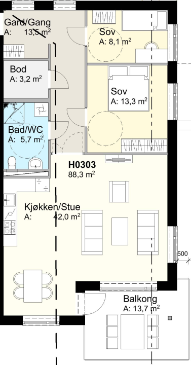 Plantegning H0303 Galleribilde