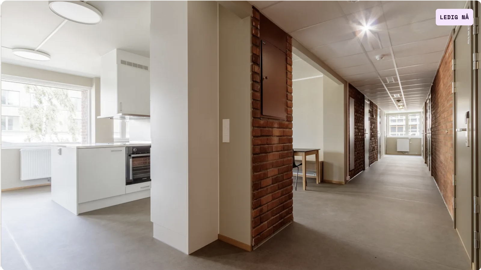 Kjøkkenet deler du med andre studenter. Her kan du være sosial hvis du vil! Søk på sio.no. Galleribilde