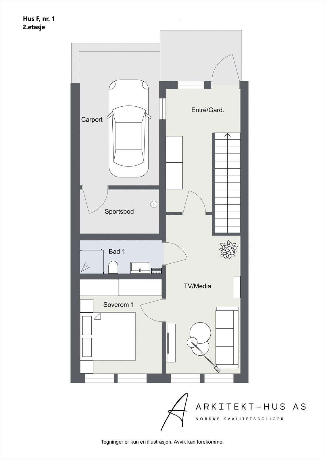 Hus F, nr. 1, 2.etasje Galleribilde