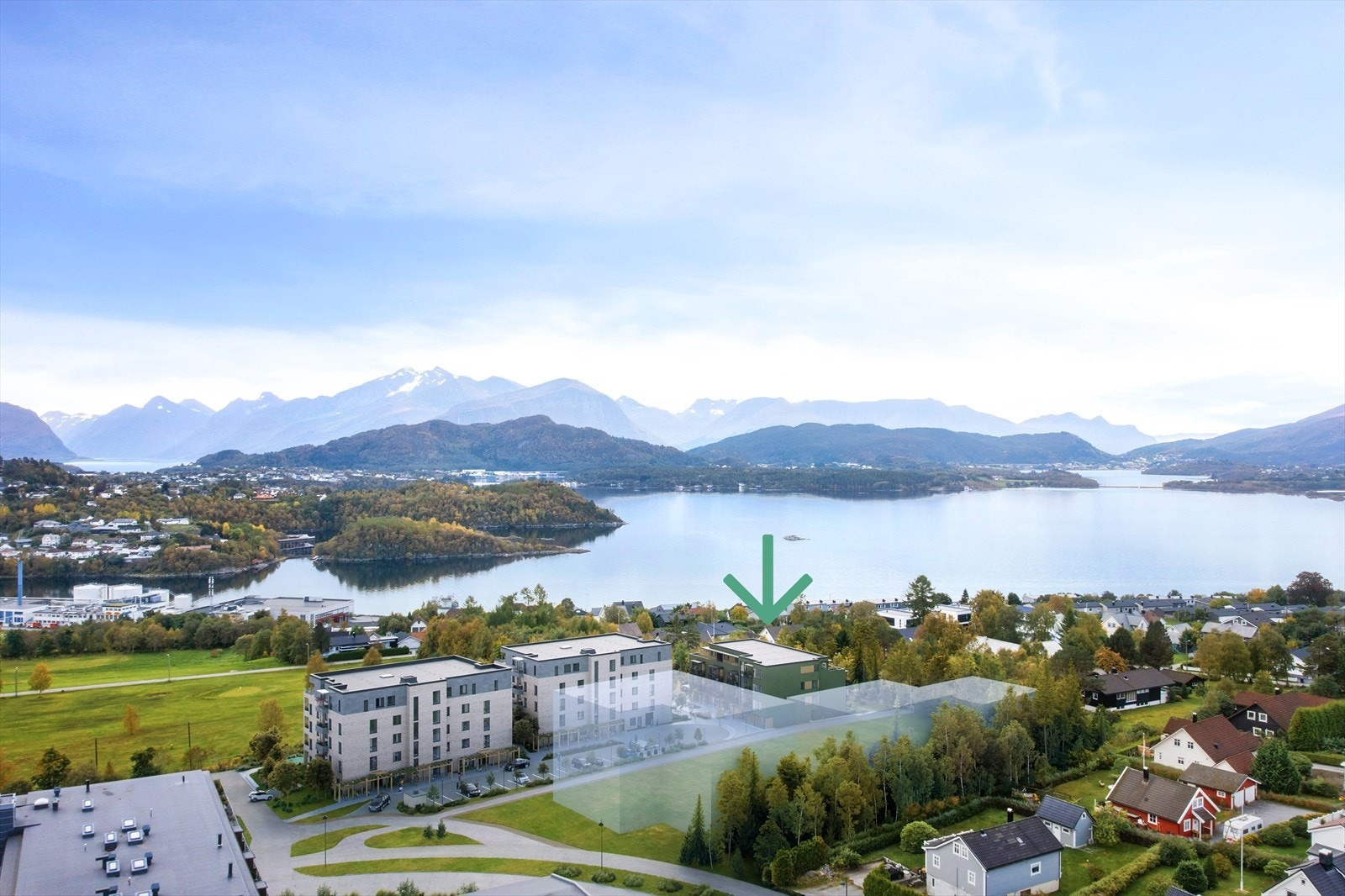 Leiligheten ligger i A bygget lengst vest. Galleribilde