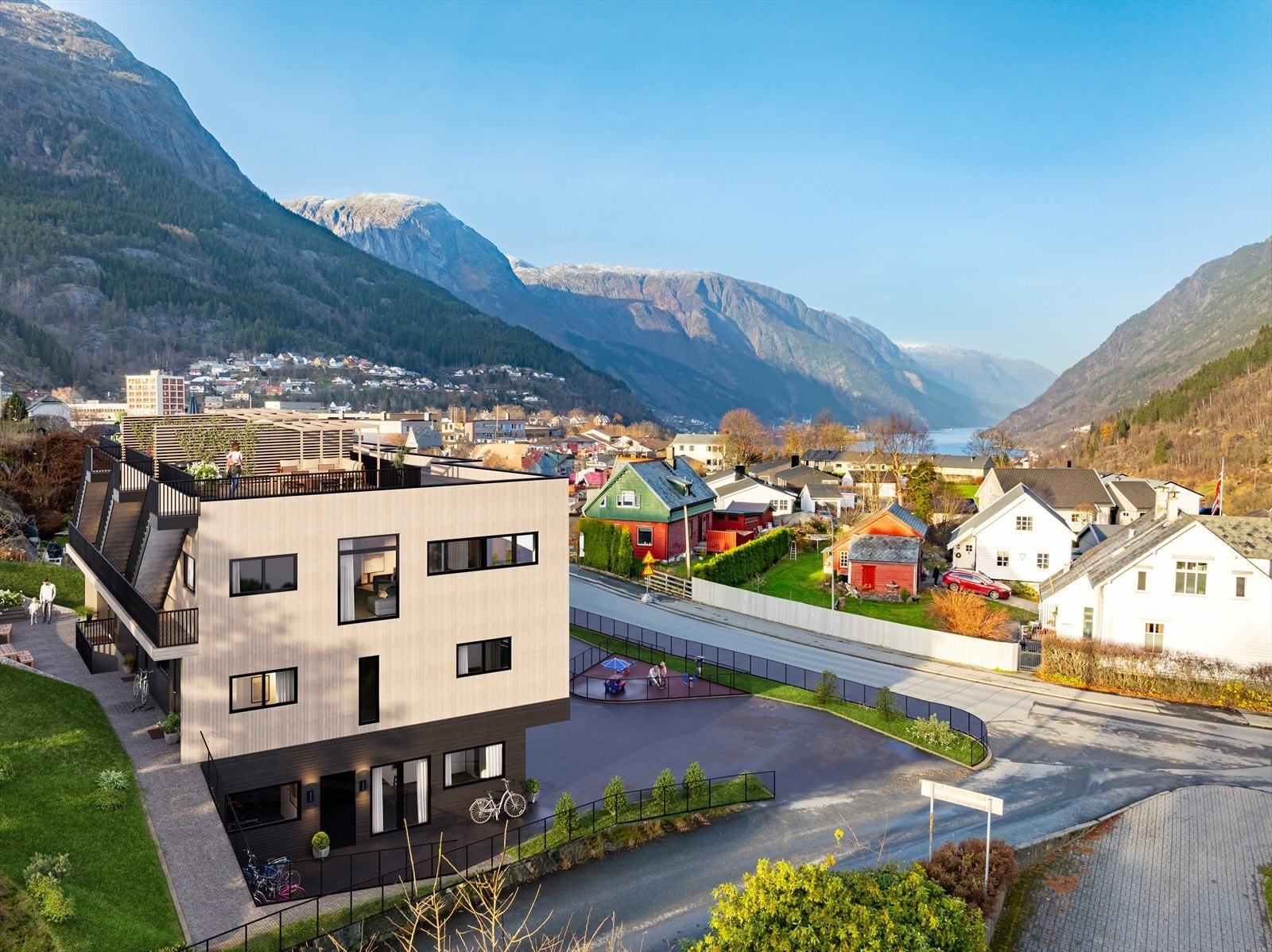 Store takterrasser tilhørende 3 av leilighetene, nydelig utsikt! Illustrasjon avvik kan forekomme Galleribilde