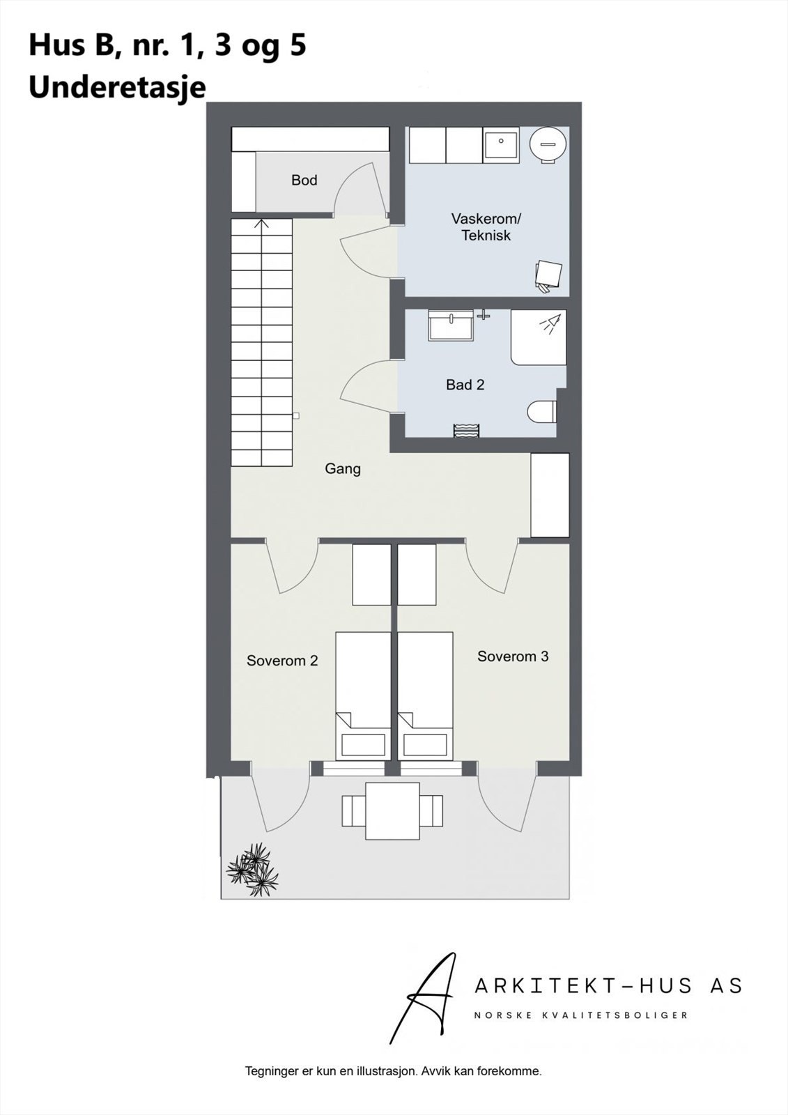 Hus B, nr. 1 - underetasje Galleribilde