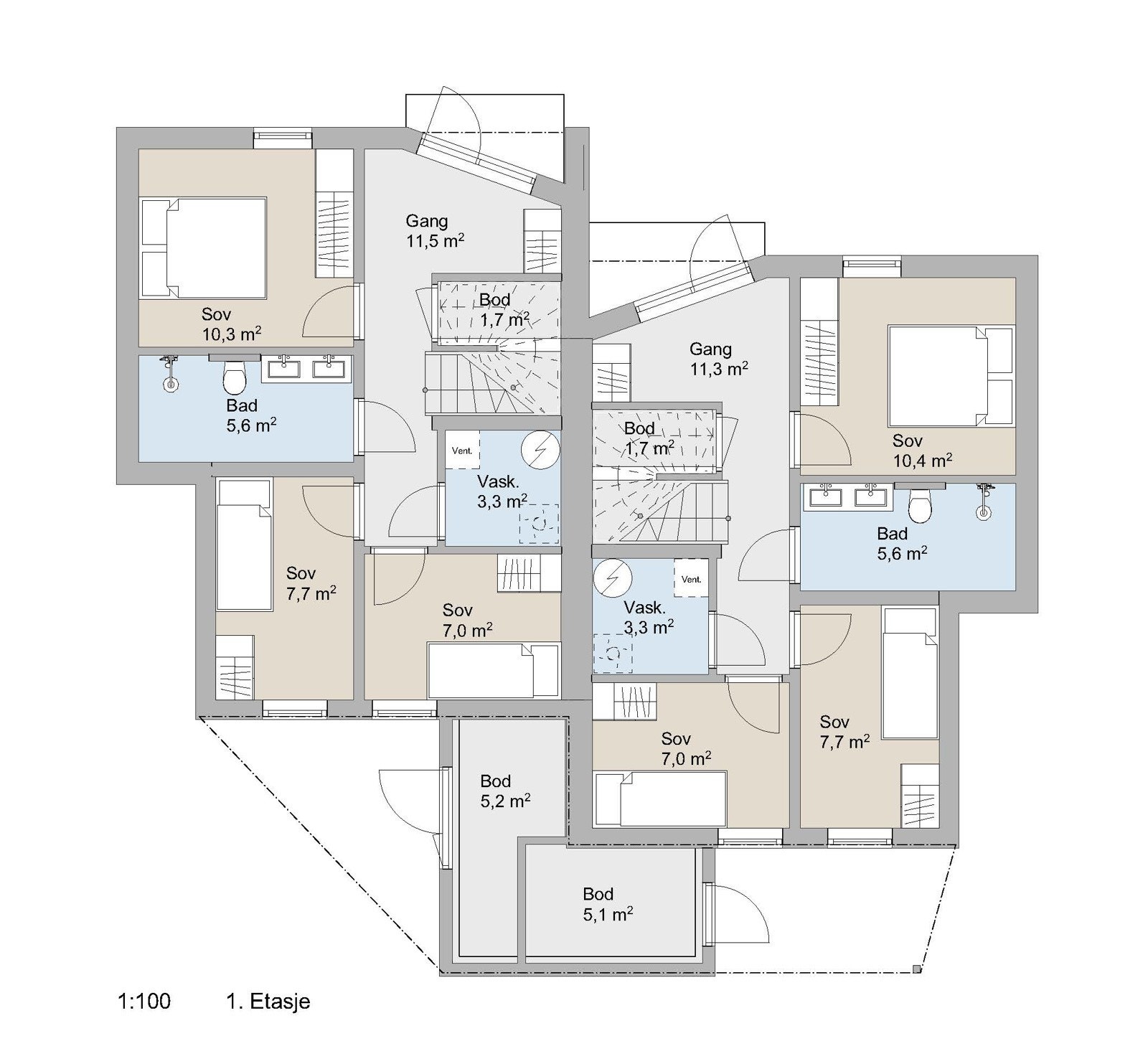 Planskisse 1. etasje. Galleribilde