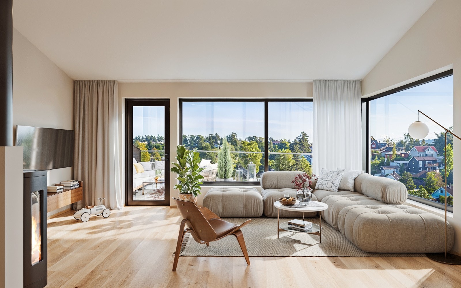 Med store vinduer og en takøyde på 3 meter vil rommet oppleves som svært romslig. Galleribilde