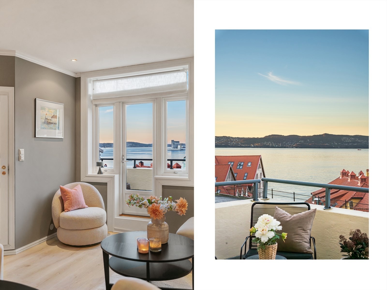 - Nyt fantastisk sjøutsikt og magiske solnedganger fra stuen! - Galleribilde