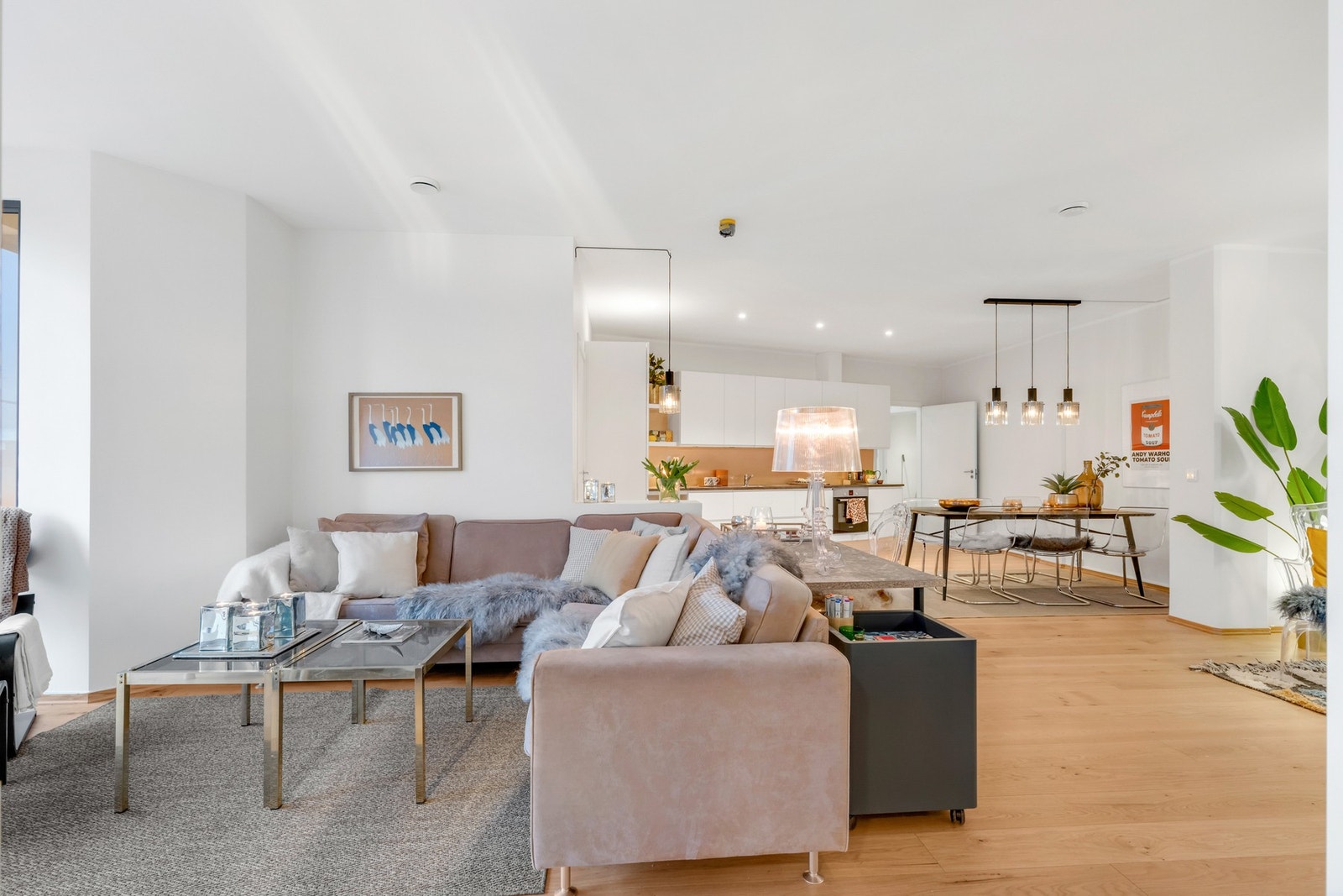 Det er store vindusflater som gir rikelig med naturlig lysinnslipp. Galleribilde