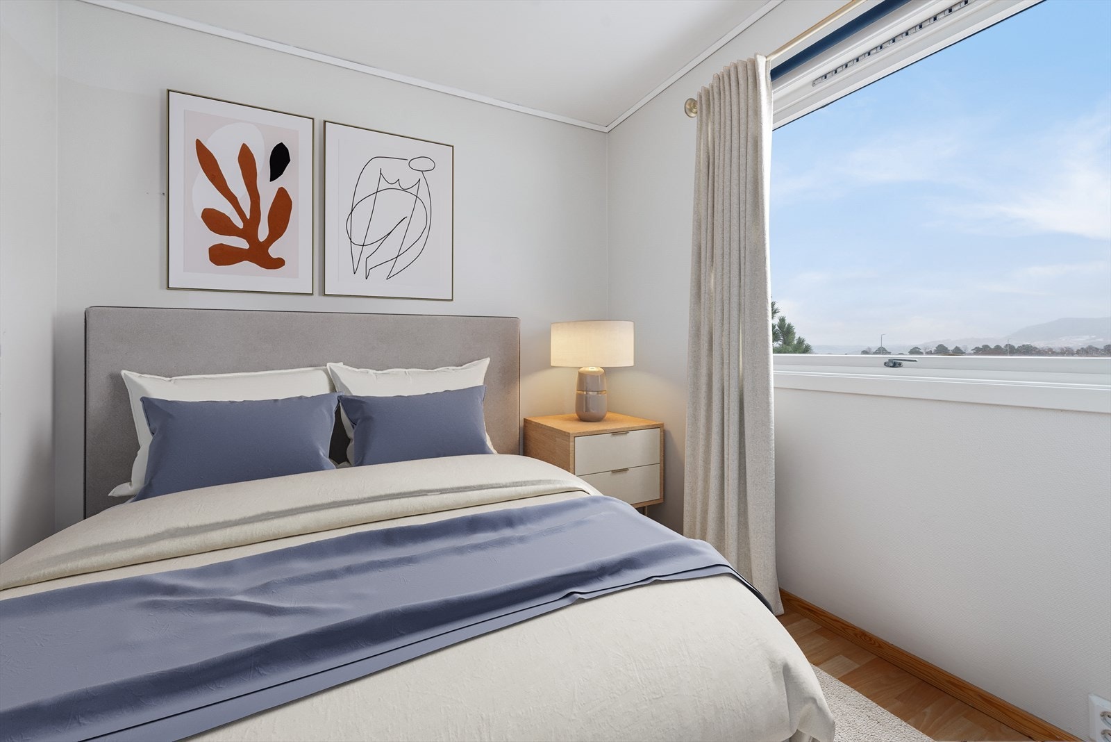 Soverommet er på 6,2 m². (Digitalt møblert). Galleribilde