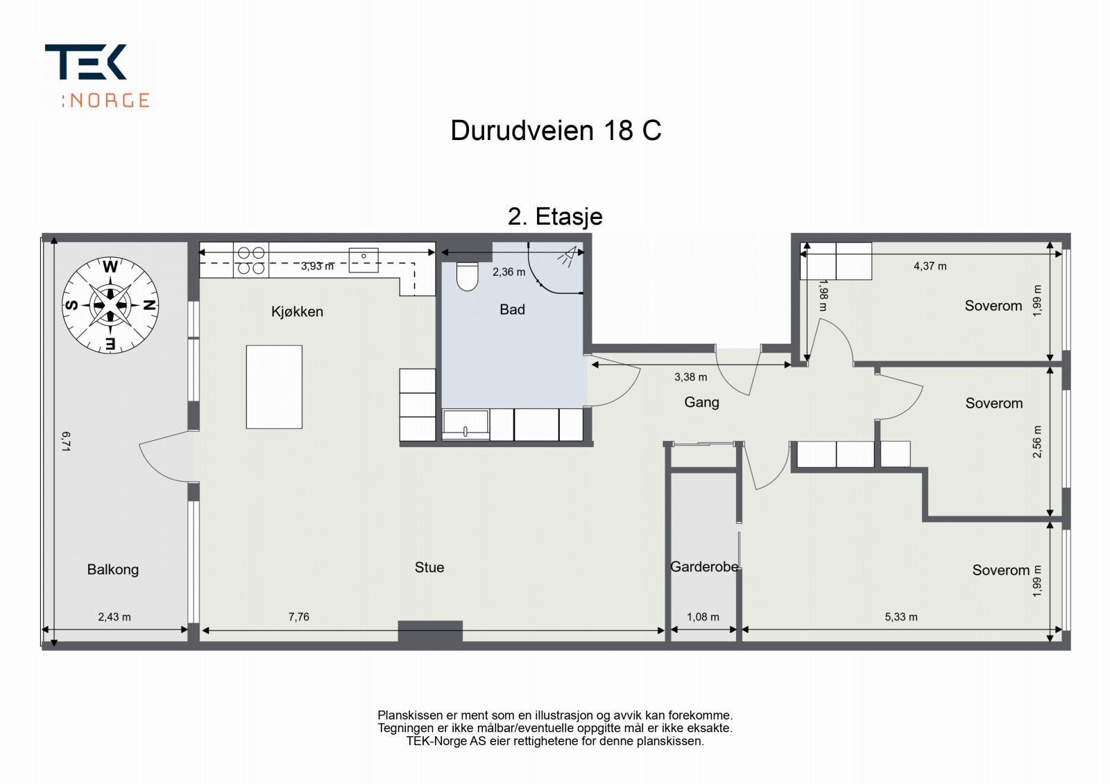 Plantegning Durudveien 18 C, 2. etasje Galleribilde