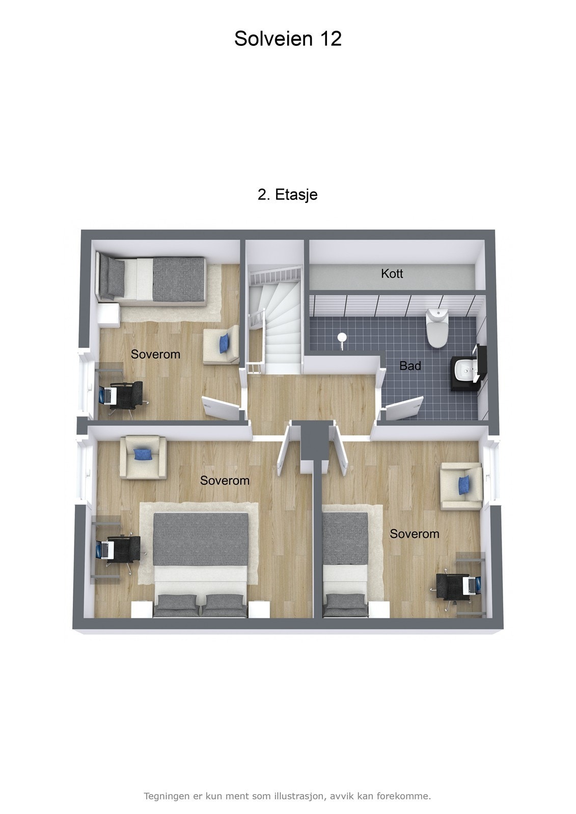 Solveien 12 - 3D - 2. Etasje - Letterhead Galleribilde