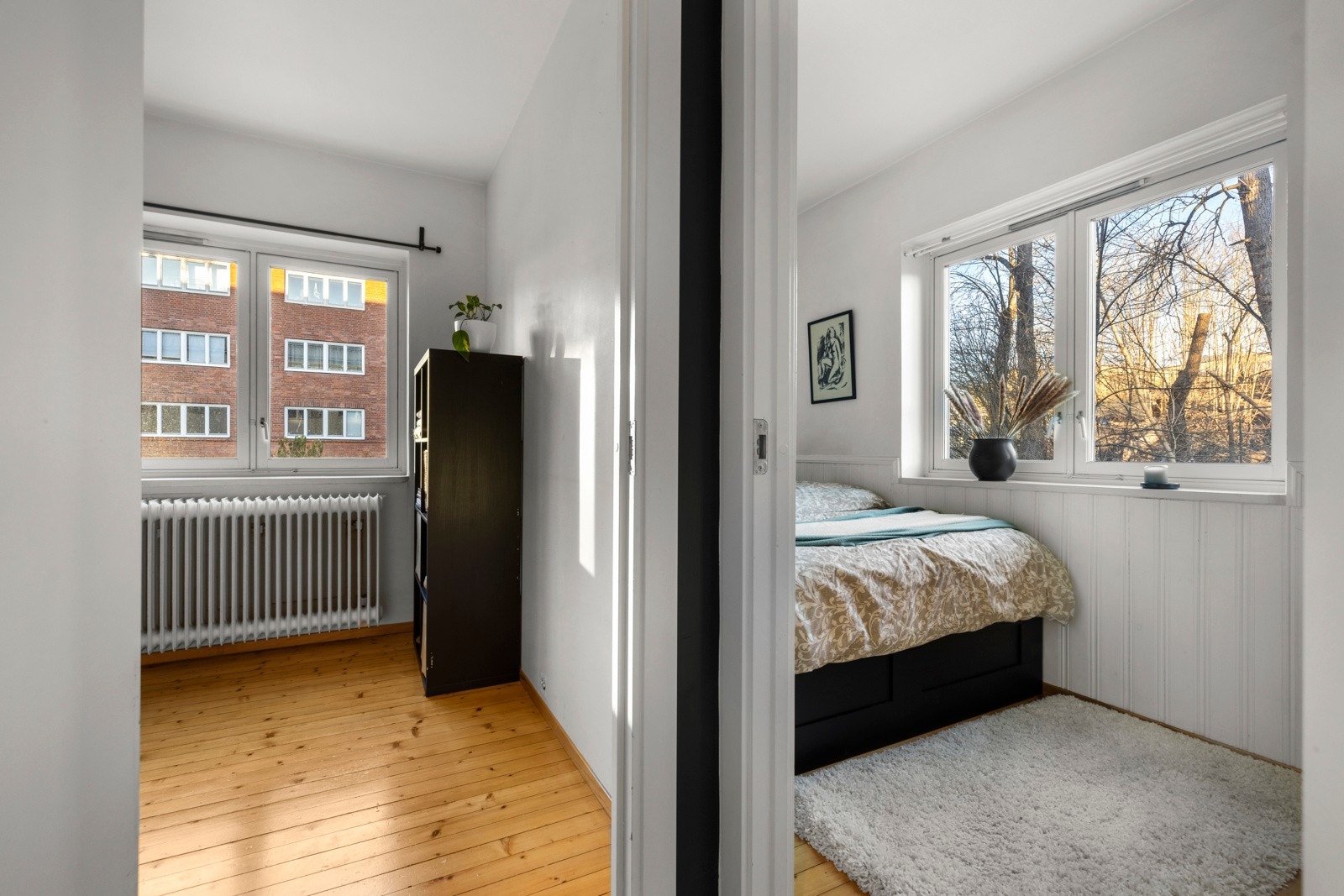 Denne hjørneleiligheten har to soverom. Galleribilde